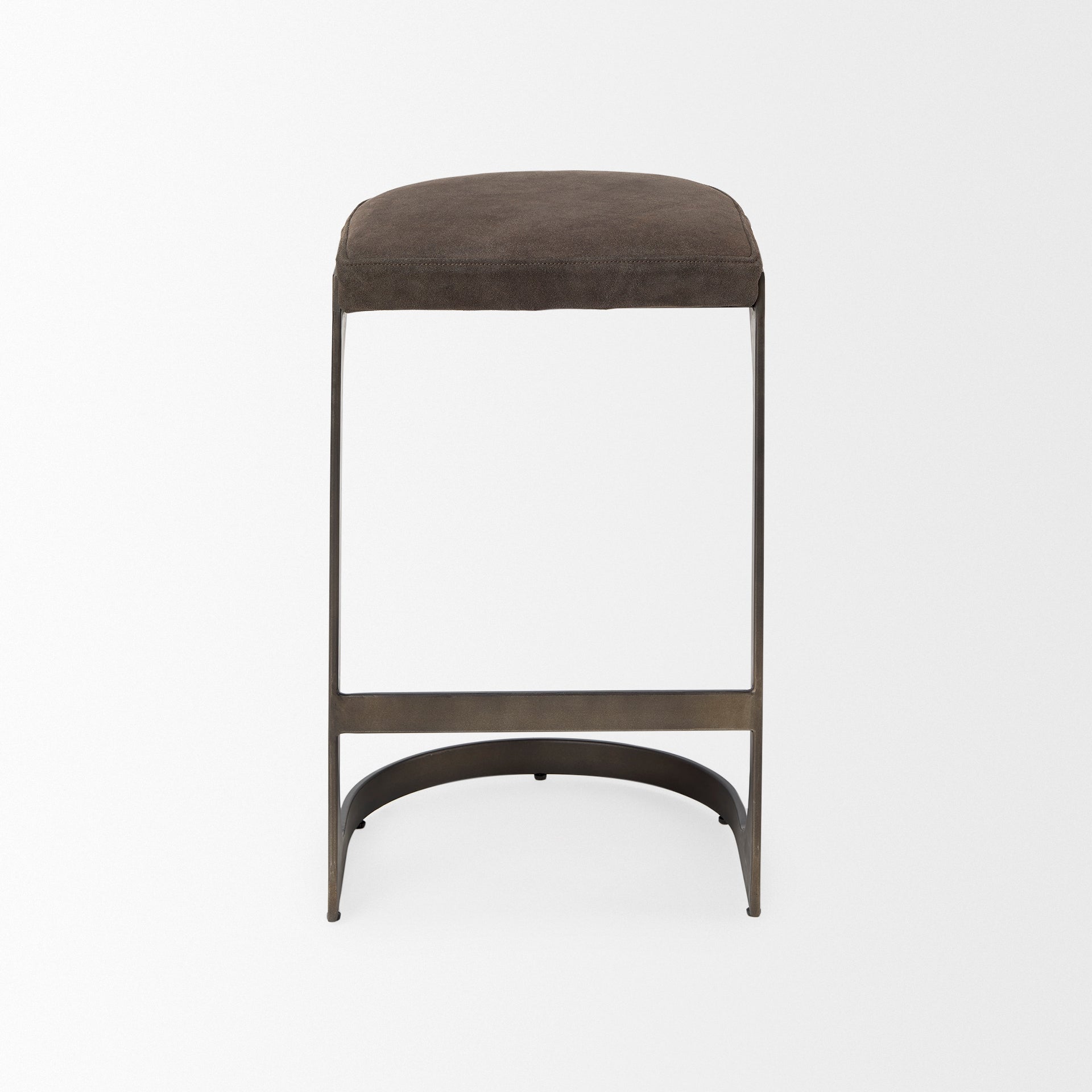 Tyson Brown and Gray Suede with Metal Frame Counter Stool
