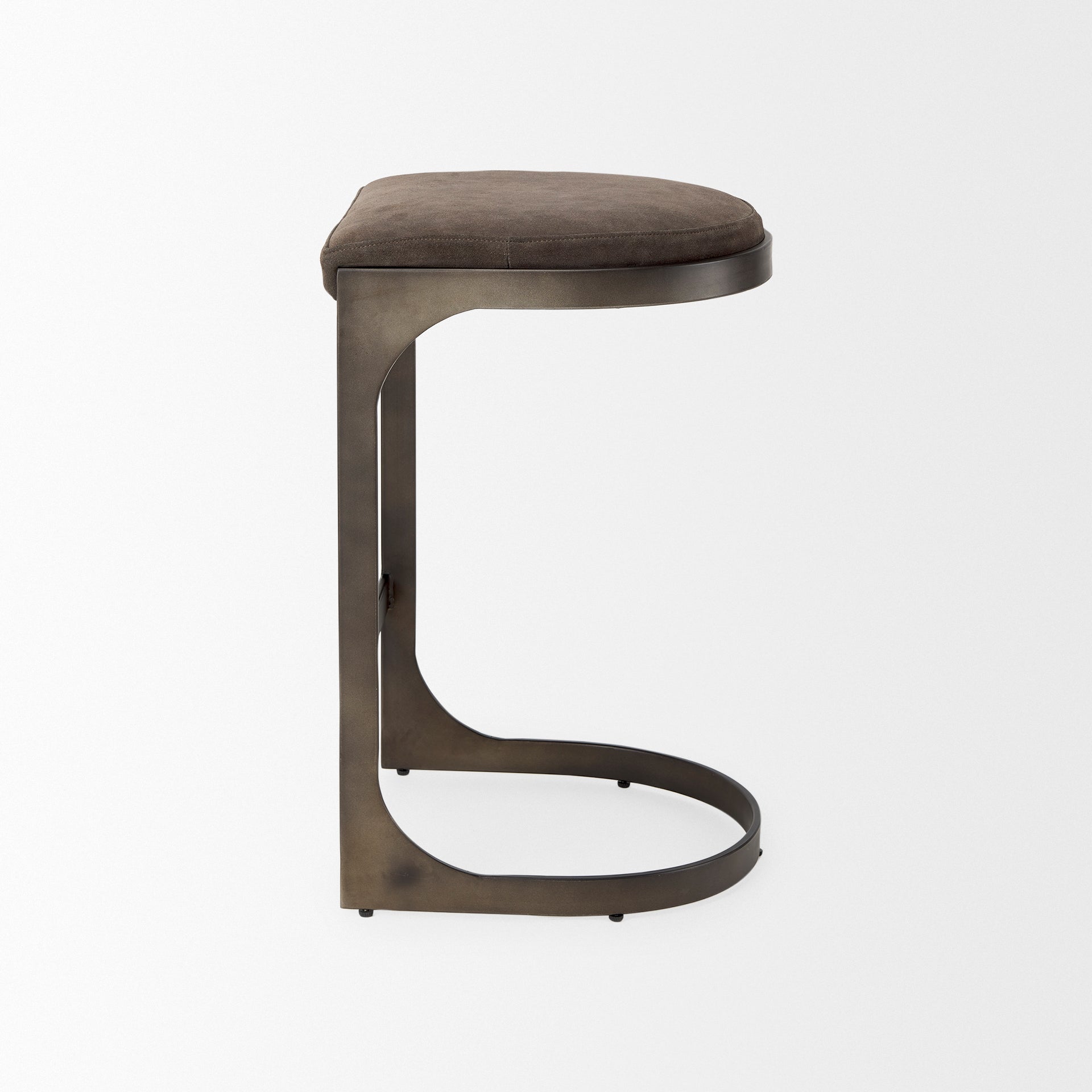 Tyson Brown and Gray Suede with Metal Frame Counter Stool