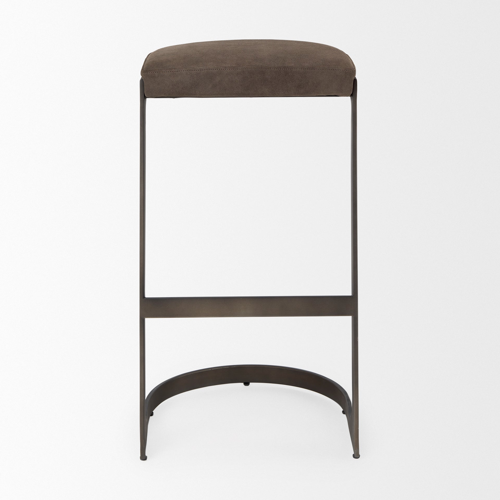 Tyson Brown and Gray Suede with Metal Frame Bar Stool