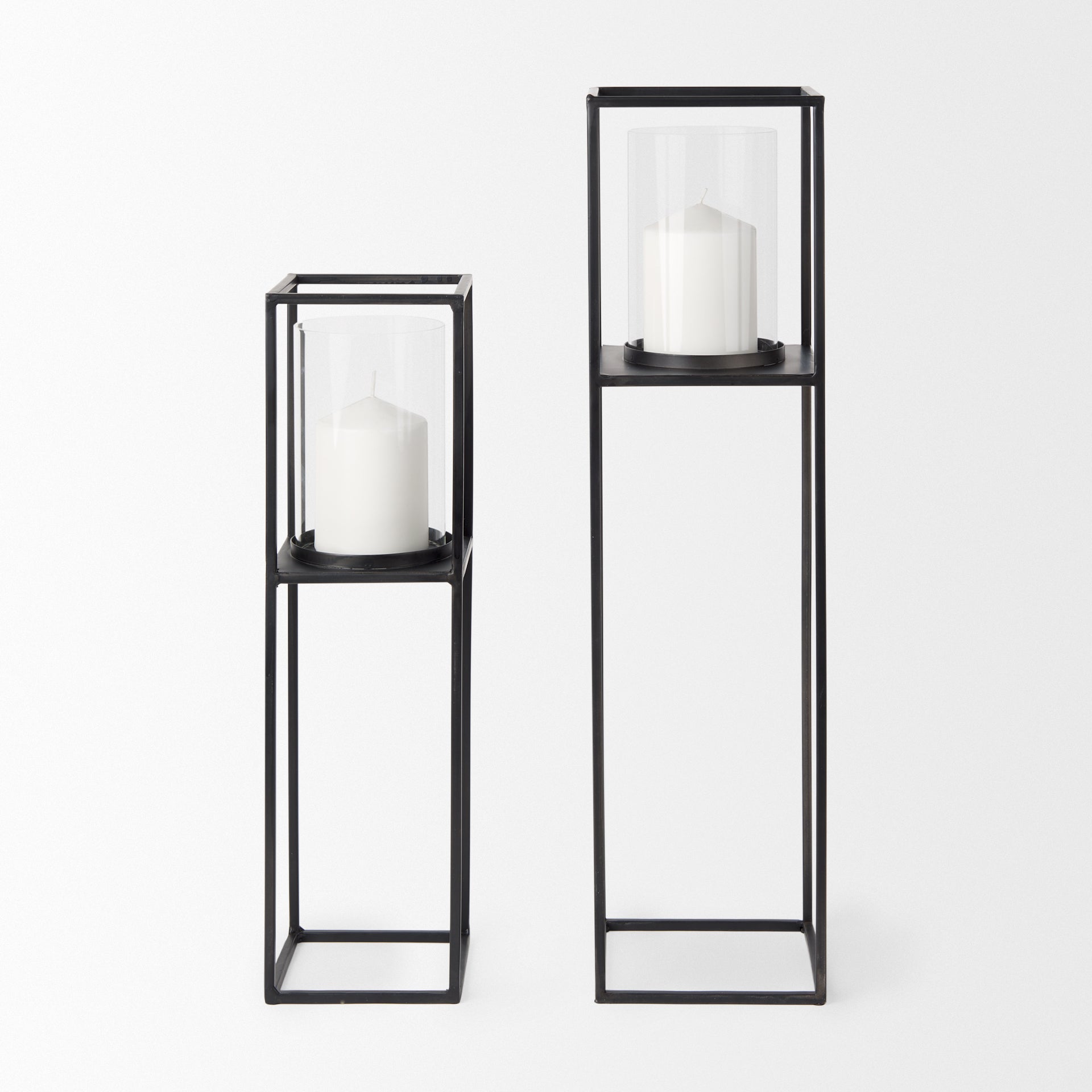 Cindy Matte Black Metal and Hurricane Glass Pillar Tabletop Candle Holders - Set of 2 Candle Holders Mercana , Black Friday Sale Mercana Furniture Sale, Old Bones Co, Mid Century Furniture Sale, Four Hands Furniture, Black Friday Sale Cindy Matte Black Metal and Hurricane Glass Pillar Tabletop Candle Holders - Set of 2,Gus Sale, Perigold Cindy Matte Black Metal and Hurricane Glass Pillar Tabletop Candle Holders - Set of 2 Candle Holders Black Friday Sale , Perigold Sale Cindy Matte Black Metal and Hurricane