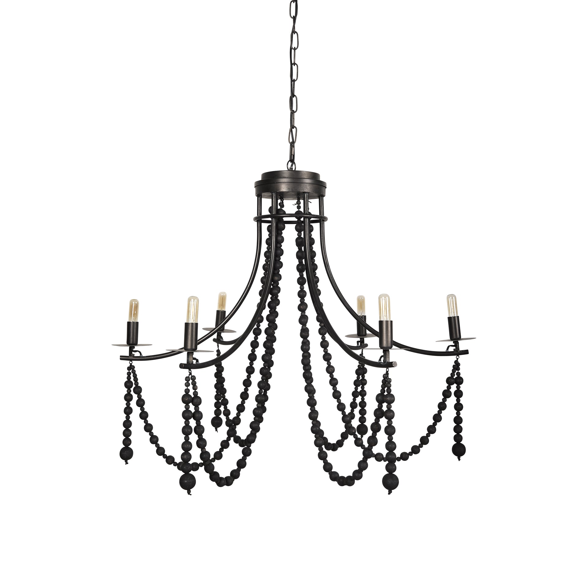 Selma Wood Bead and Metal Chandelier