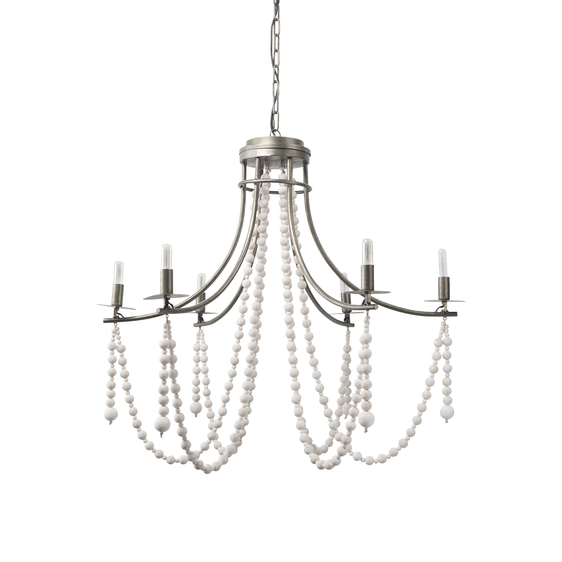 Selma Wood Bead and Metal Chandelier