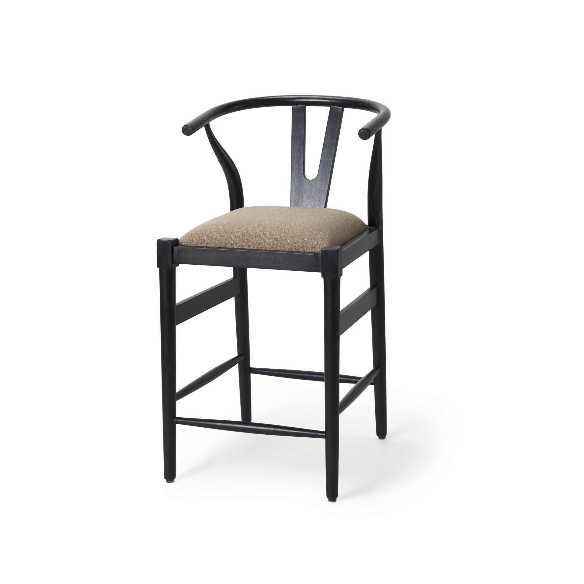 Trixie Black Wood Frame with Dark Taupe Fabric Seat Counter Stool
