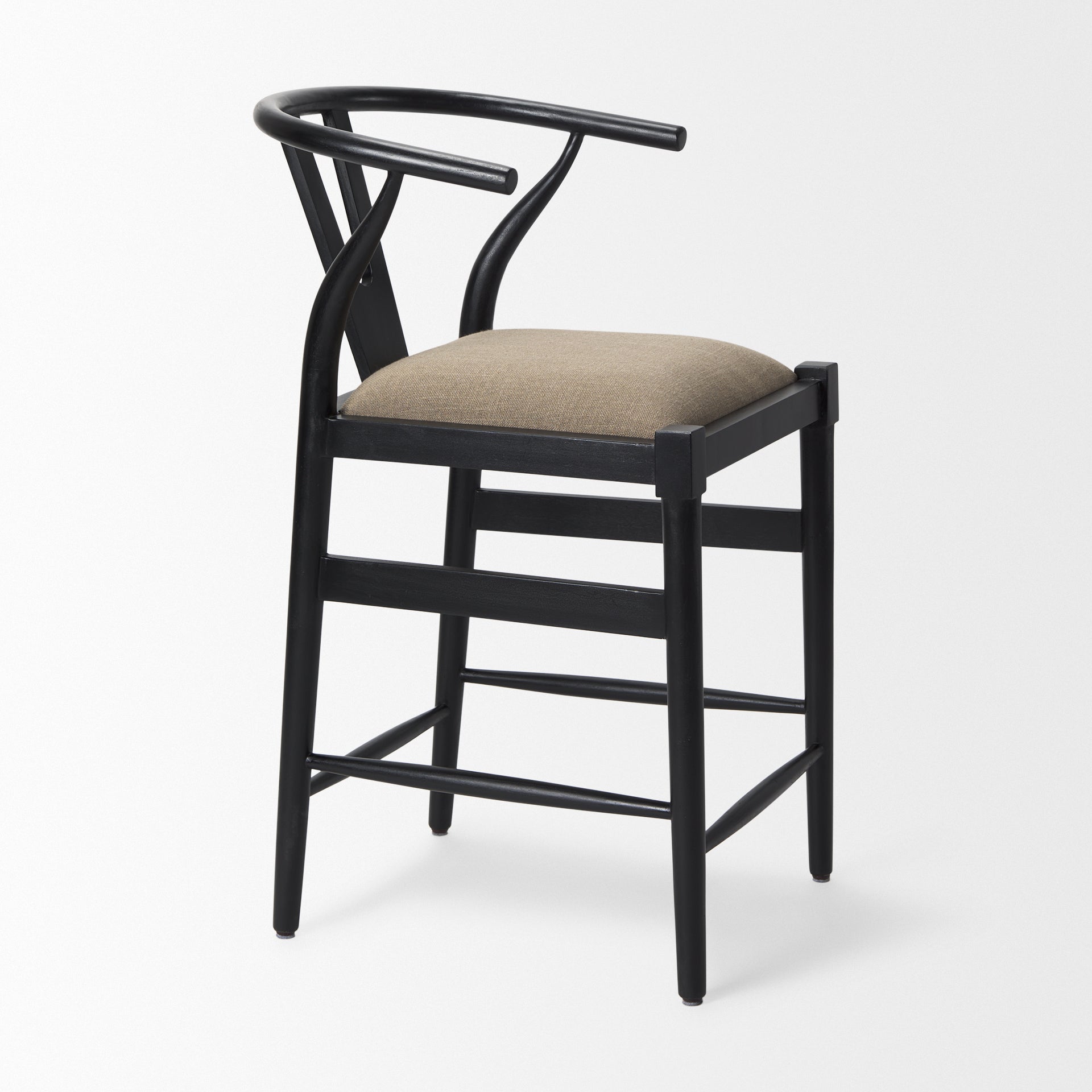 Trixie Black Wood Frame with Dark Taupe Fabric Seat Counter Stool