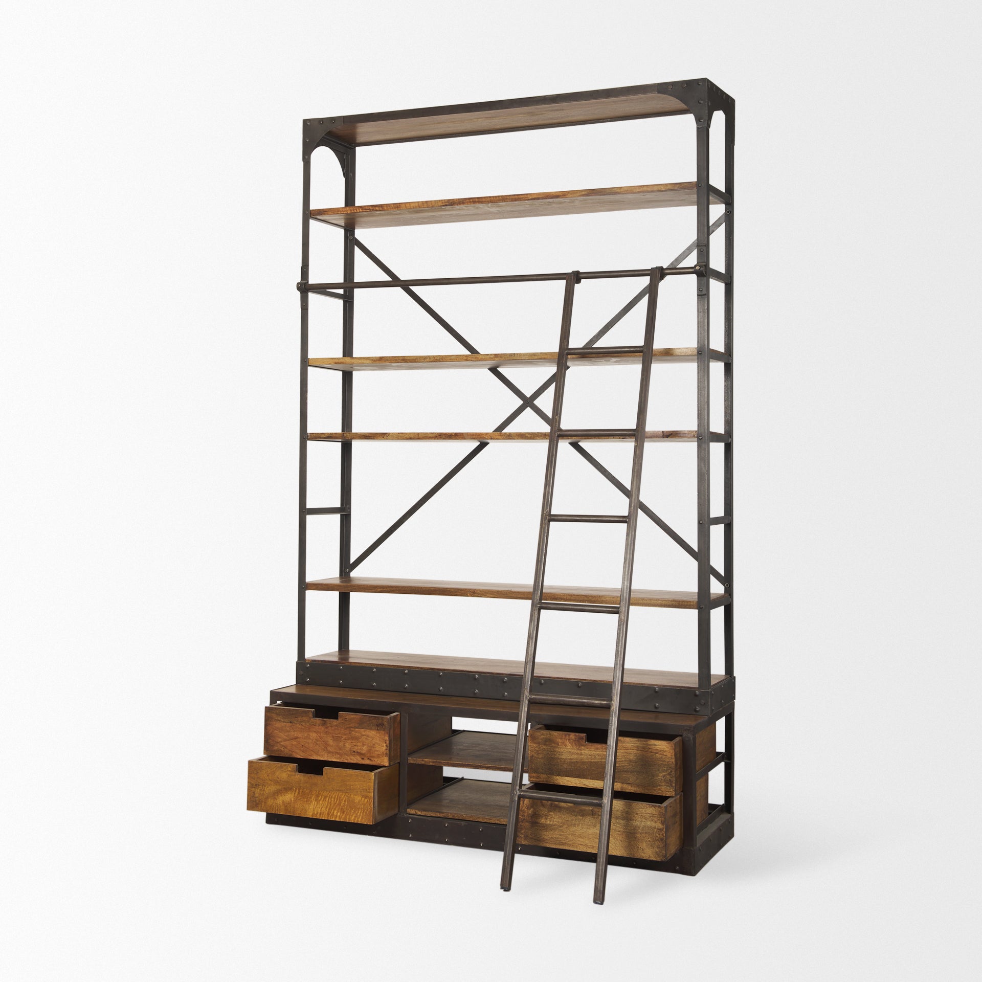 Brodie II Medium Brown Wood Black Ladder 4-Shelf Shelving Unit Bookcases & Shelves Mercana , Black Friday Sale Mercana Furniture Sale, Old Bones Co, Mid Century Furniture Sale, Four Hands Furniture, Black Friday Sale Brodie II Medium Brown Wood Black Ladder 4-Shelf Shelving Unit,Gus Sale, Perigold Brodie II Medium Brown Wood Black Ladder 4-Shelf Shelving Unit Bookcases & Shelves Black Friday Sale , Perigold Sale Brodie II Medium Brown Wood Black Ladder 4-Shelf Shelving Unit,Brodie II Medium Brown Wood Black