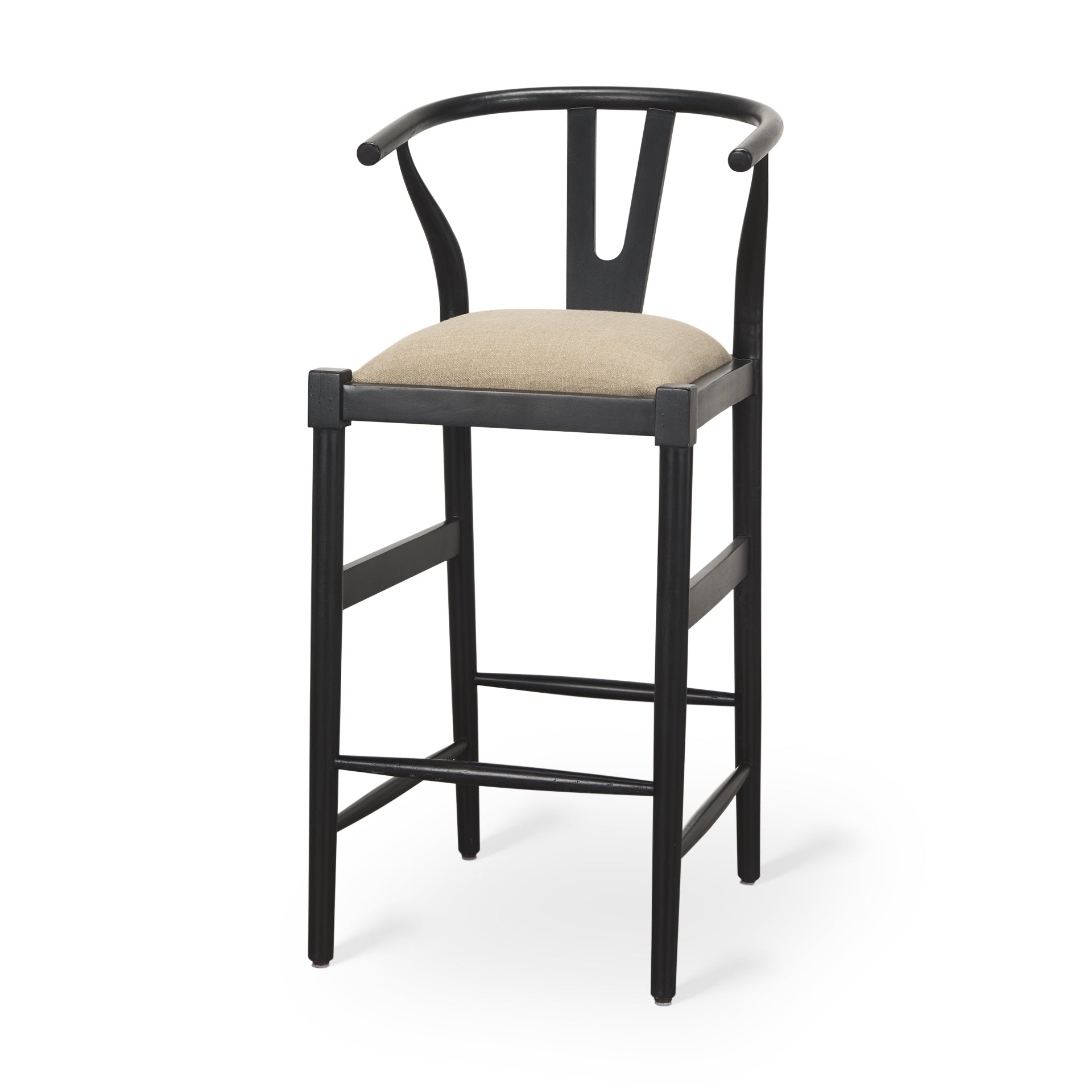 Trixie Black Wood Frame with Dark Taupe Fabric Seat Bar Stool