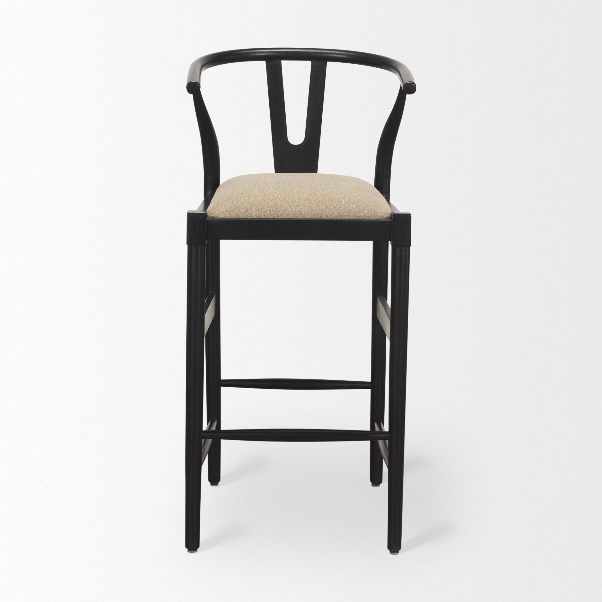 Trixie Black Wood Frame with Dark Taupe Fabric Seat Bar Stool