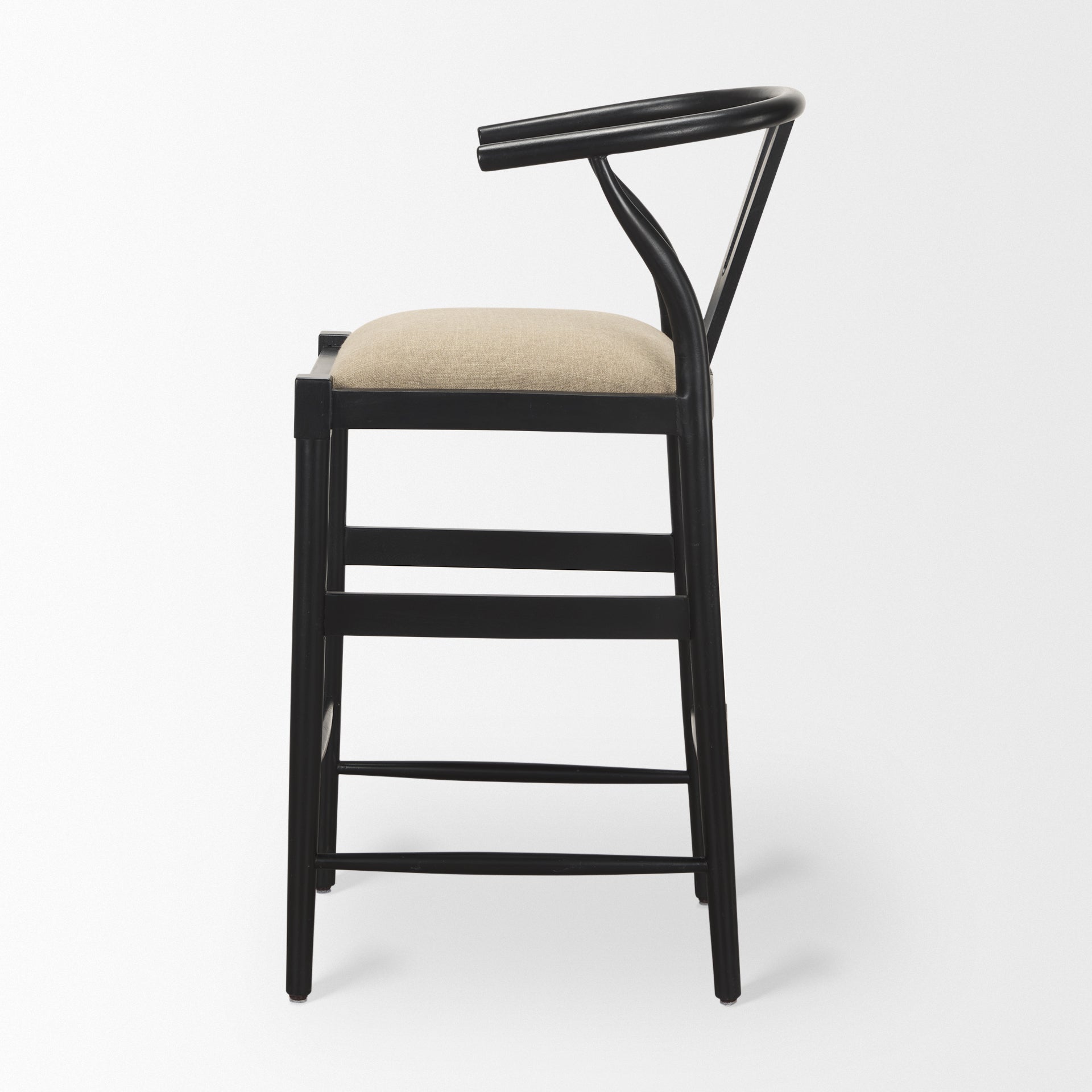 Trixie Black Wood Frame with Dark Taupe Fabric Seat Bar Stool