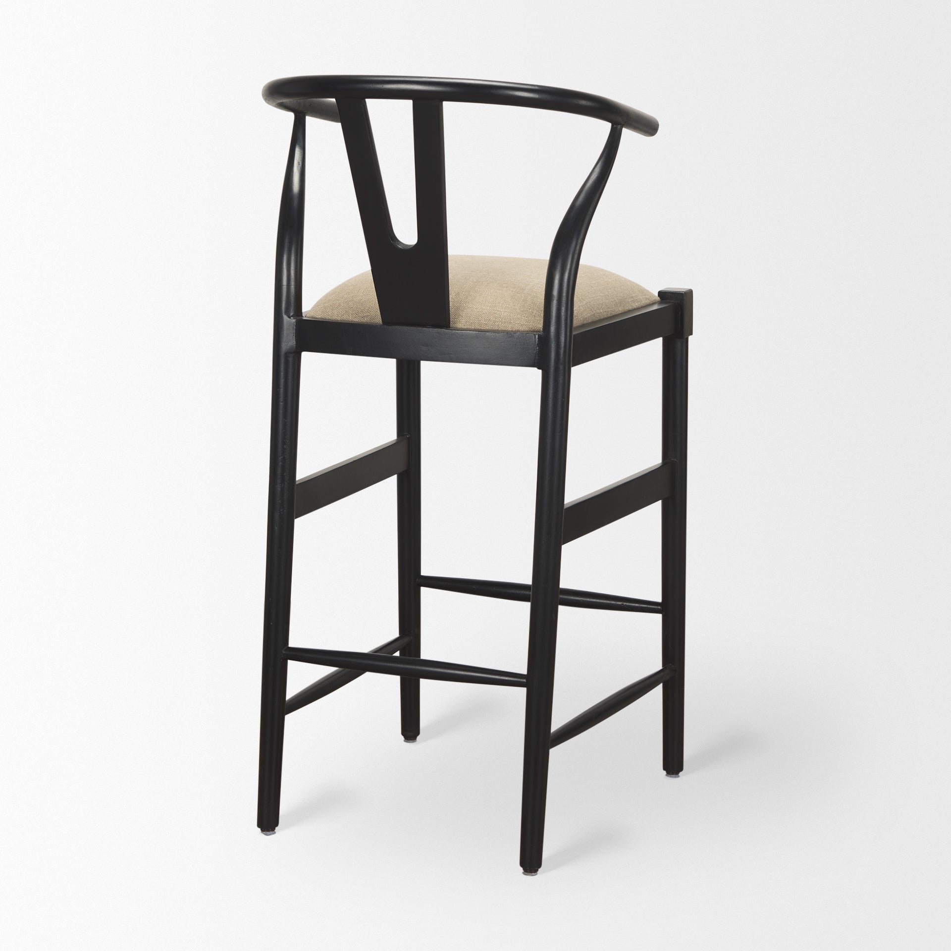 Trixie Black Wood Frame with Dark Taupe Fabric Seat Bar Stool