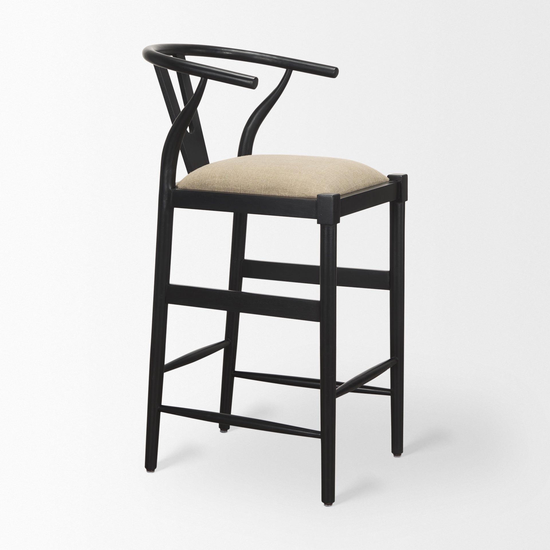 Trixie Black Wood Frame with Dark Taupe Fabric Seat Bar Stool