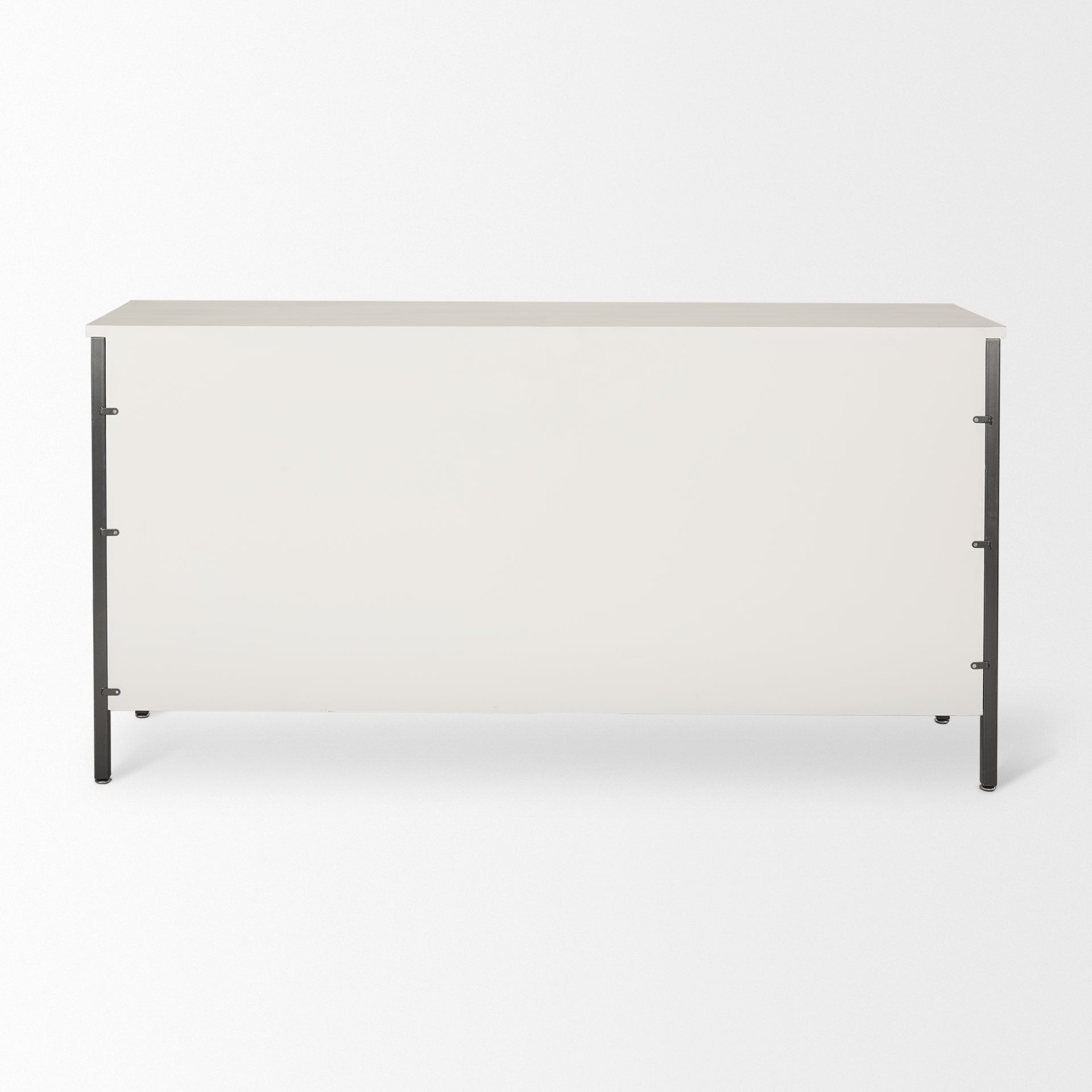 Savannah White Fir Veneer with Gray Metal 6-Drawer Sideboard