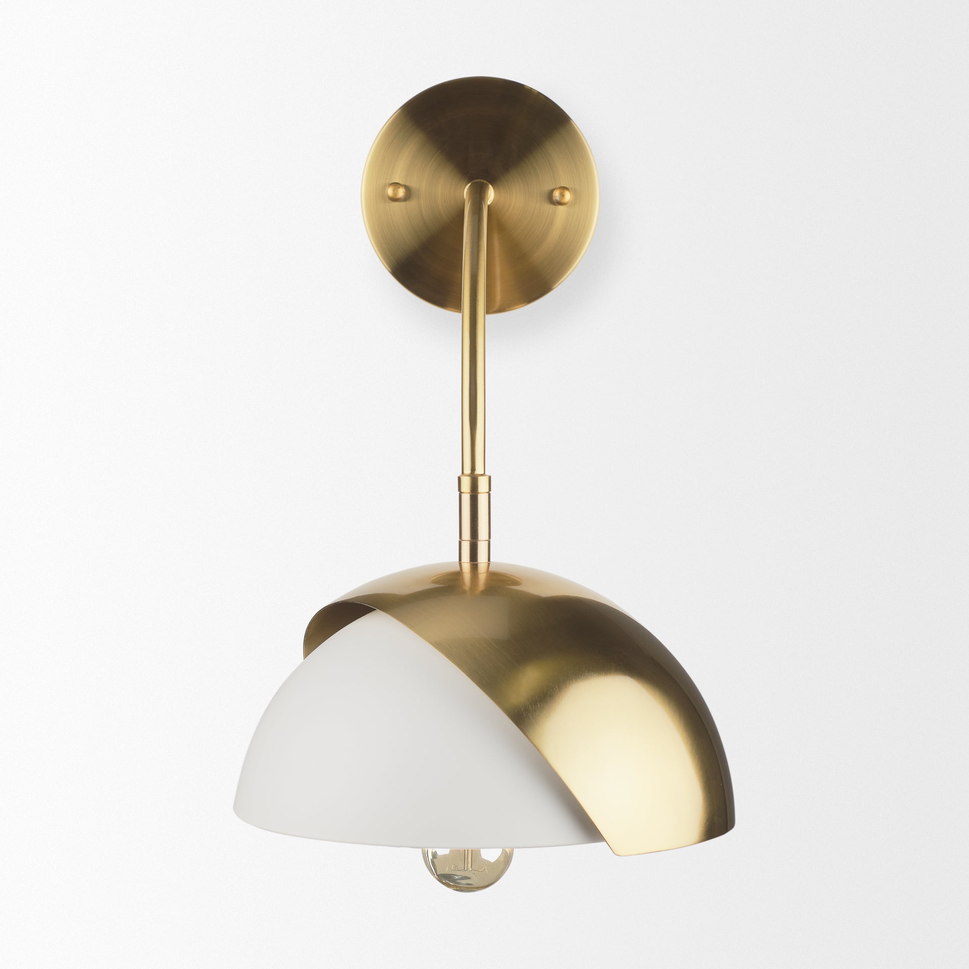 Cybill Brushed Brass with White Metal Shade 1-Light Wall Sconce