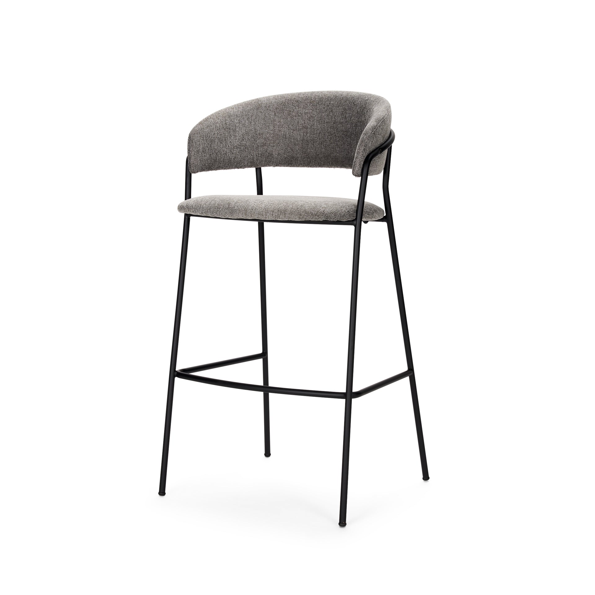 Carolyn Bar Stool with Gray Fabric & Matte Black Metal