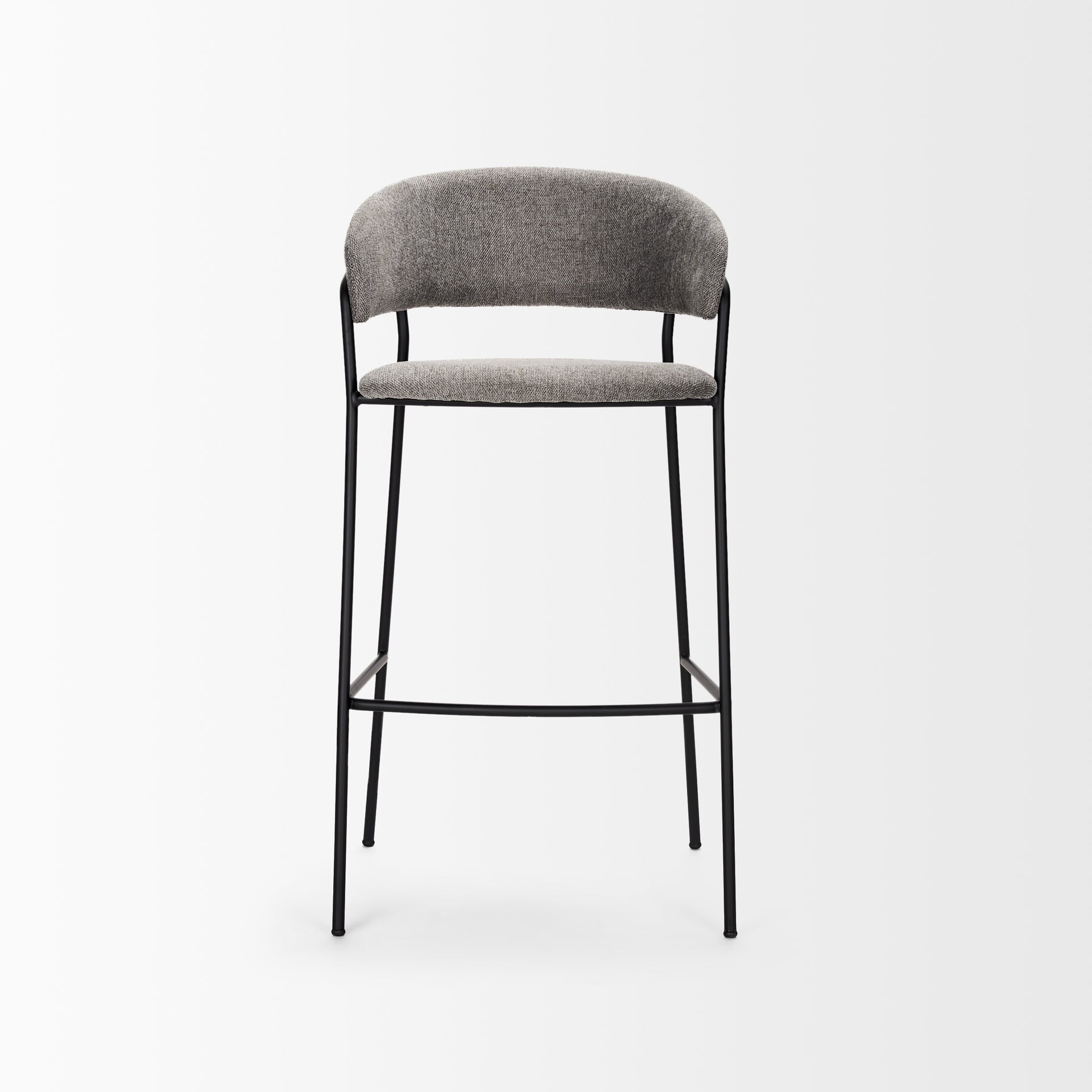 Carolyn Bar Stool with Gray Fabric & Matte Black Metal