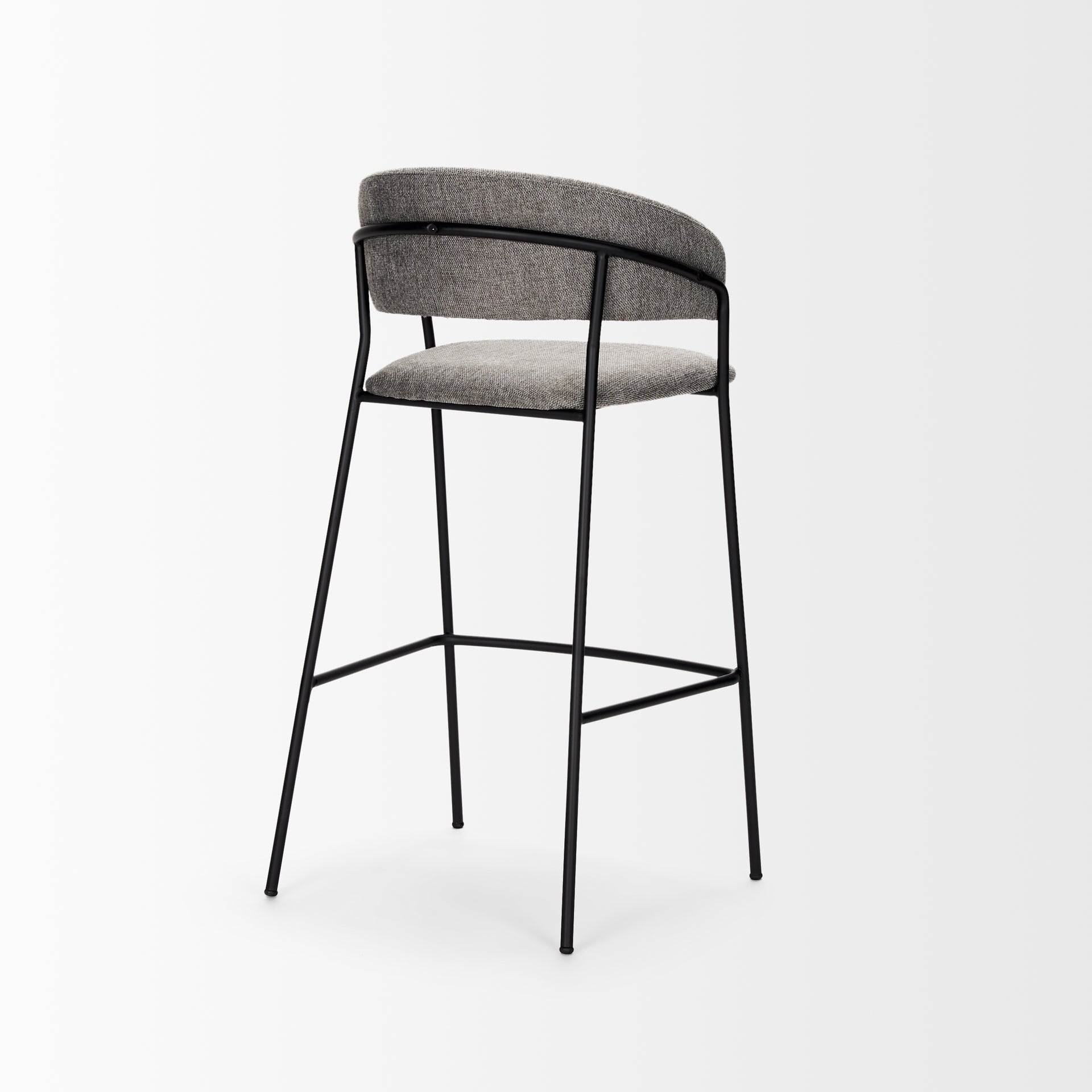 Carolyn Bar Stool with Gray Fabric & Matte Black Metal