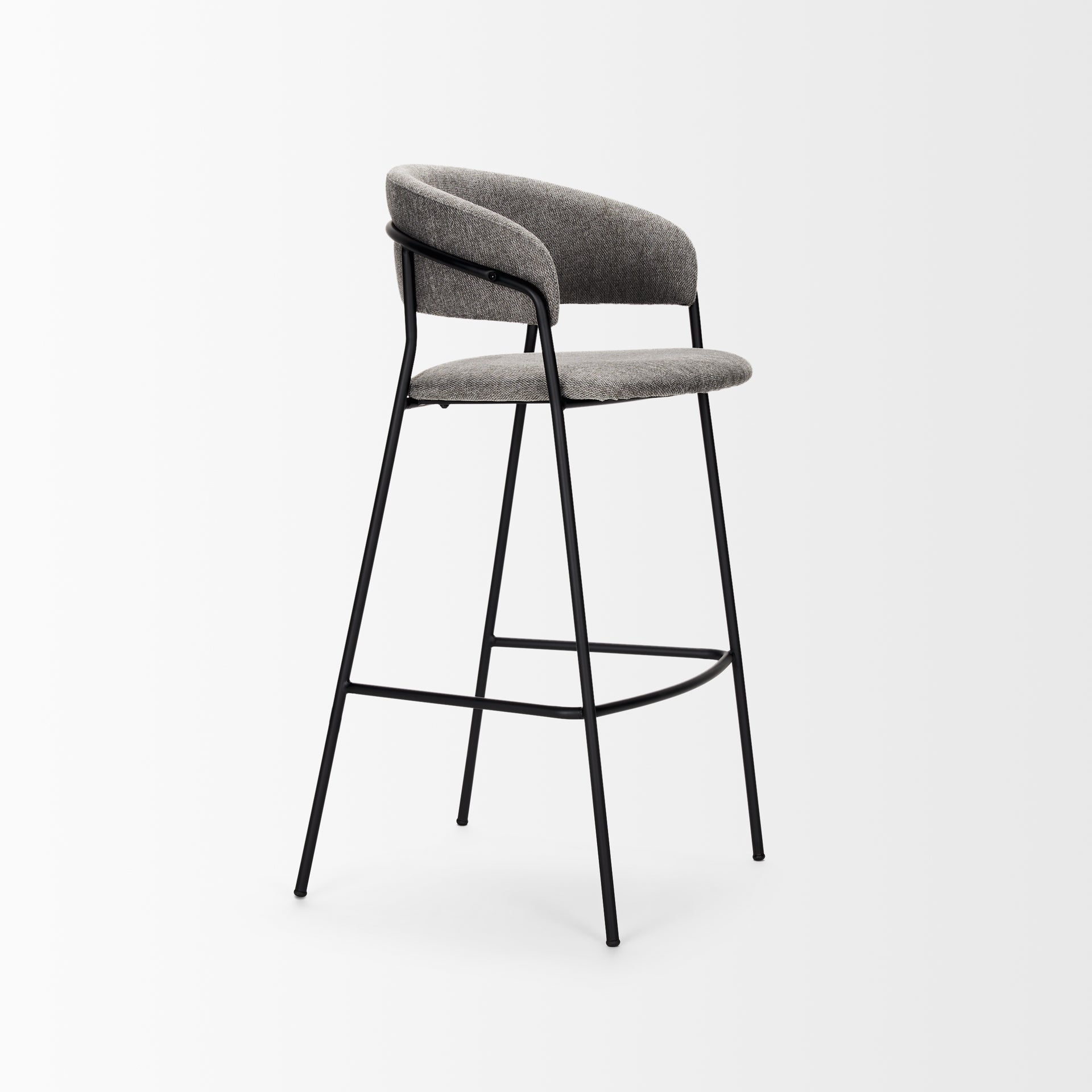 Carolyn Bar Stool with Gray Fabric & Matte Black Metal