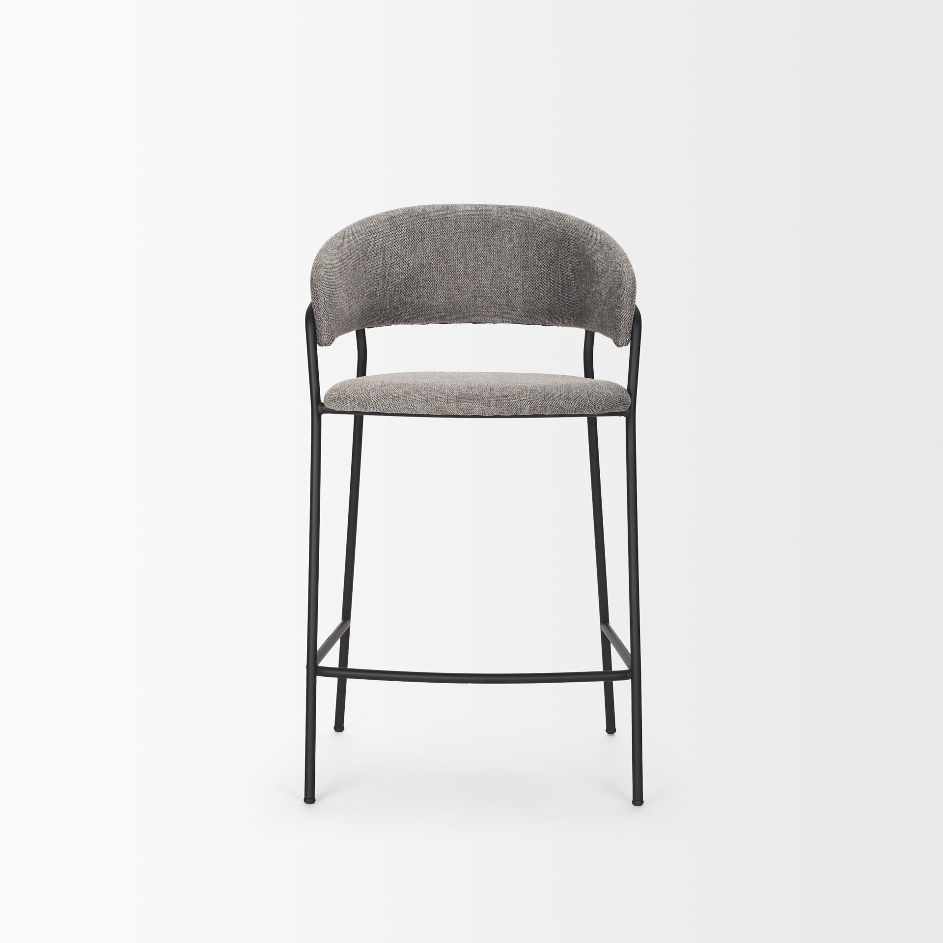 Carolyn Counter Stool with Gray Fabric & Matte Black Metal