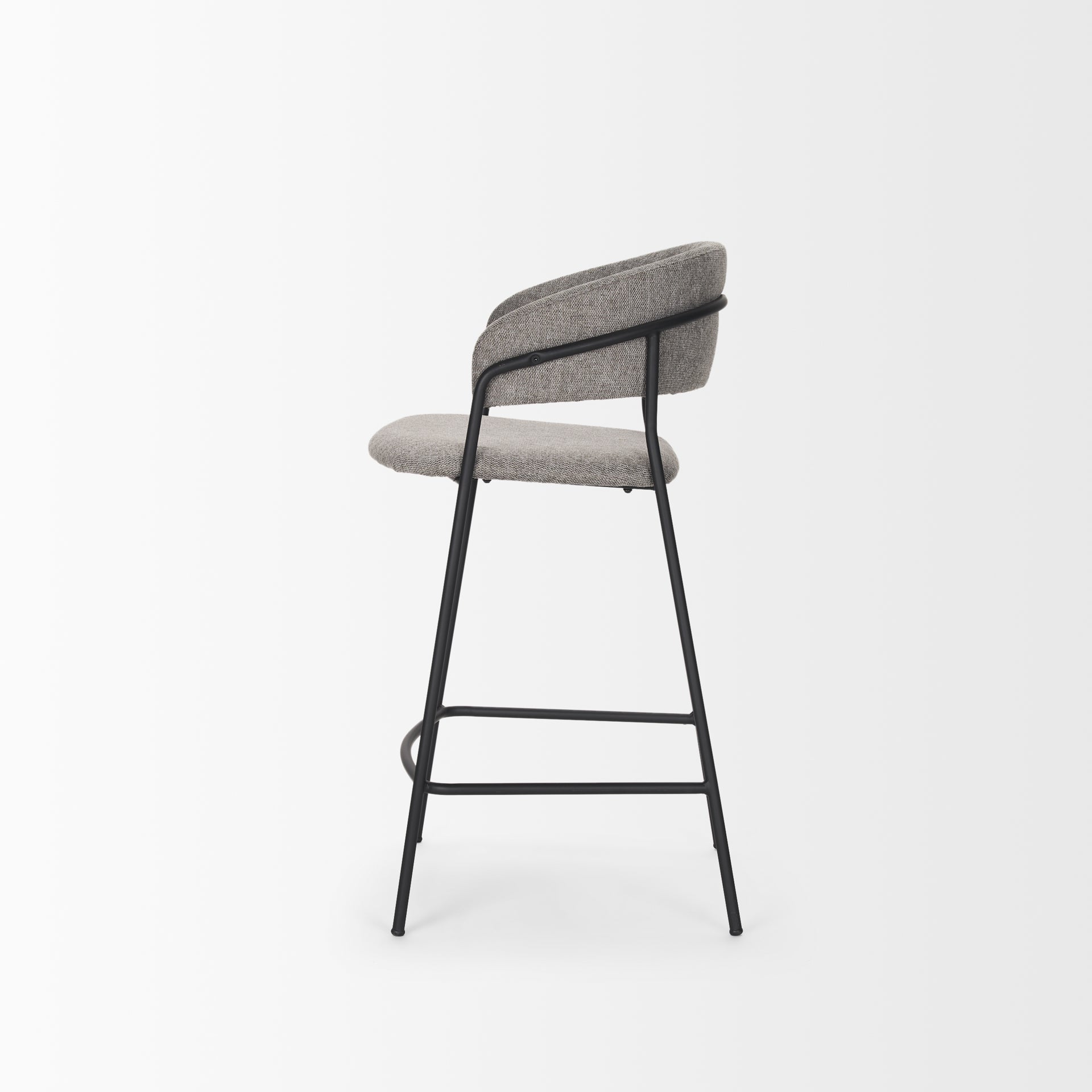 Carolyn Counter Stool with Gray Fabric & Matte Black Metal
