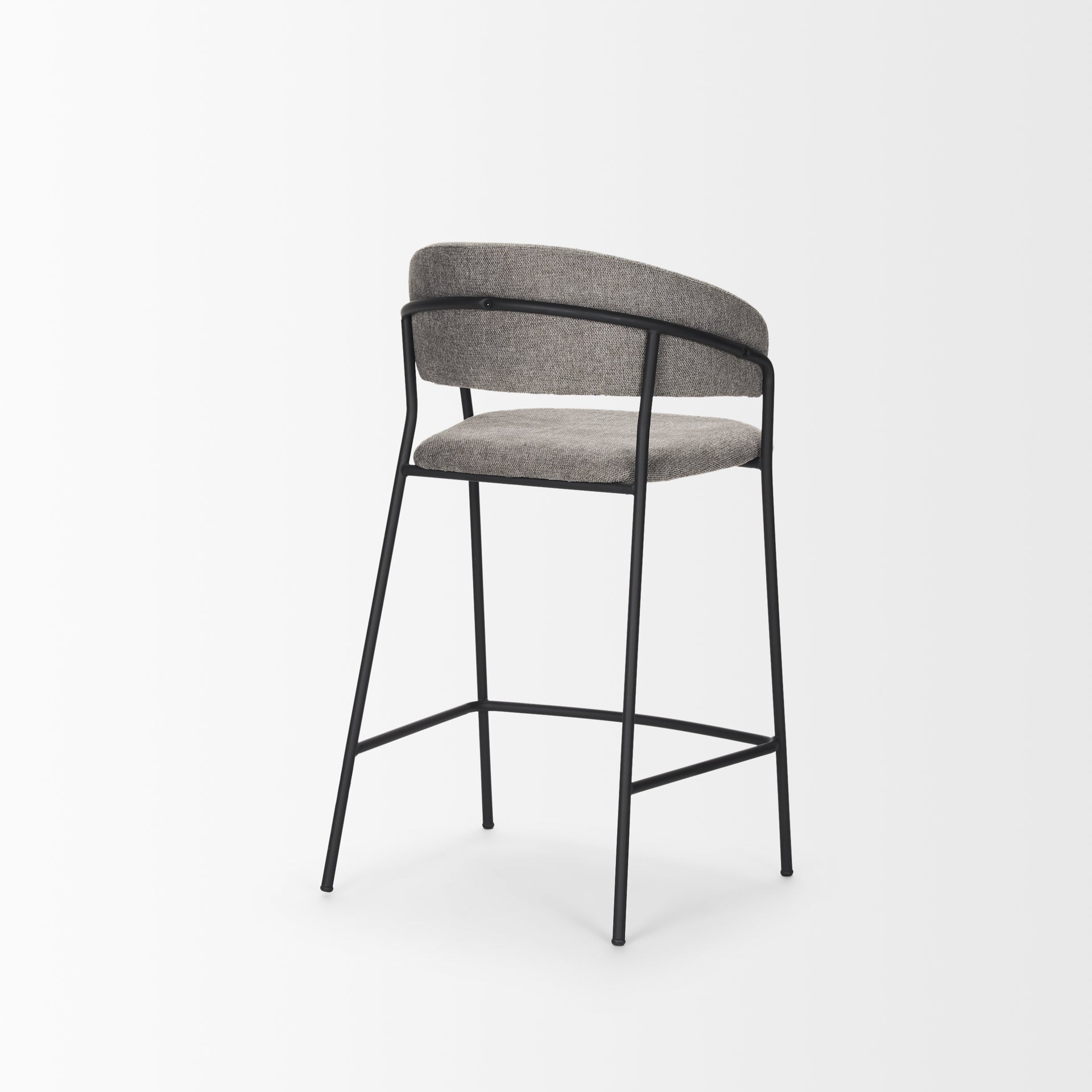 Carolyn Counter Stool with Gray Fabric & Matte Black Metal