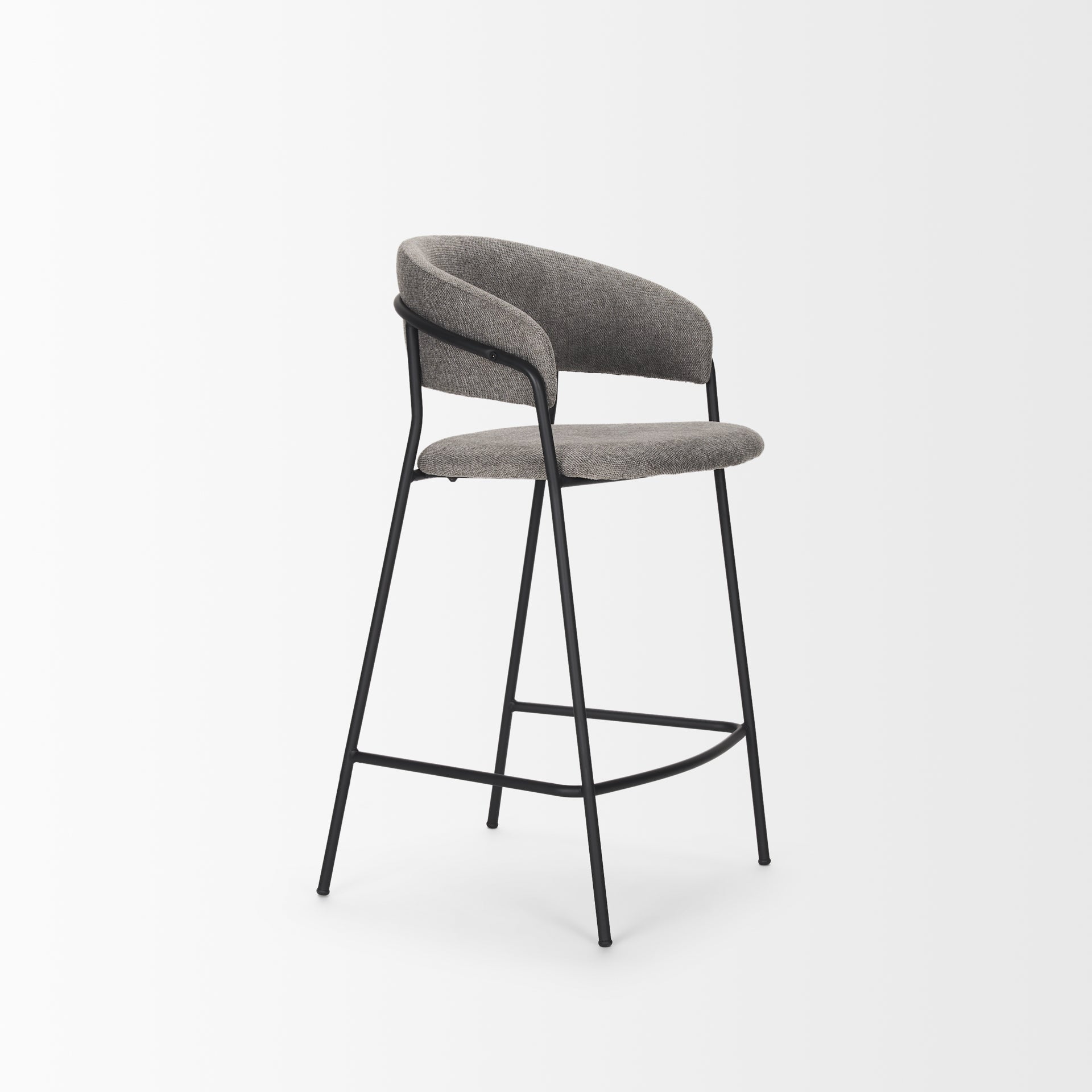 Carolyn Counter Stool with Gray Fabric & Matte Black Metal