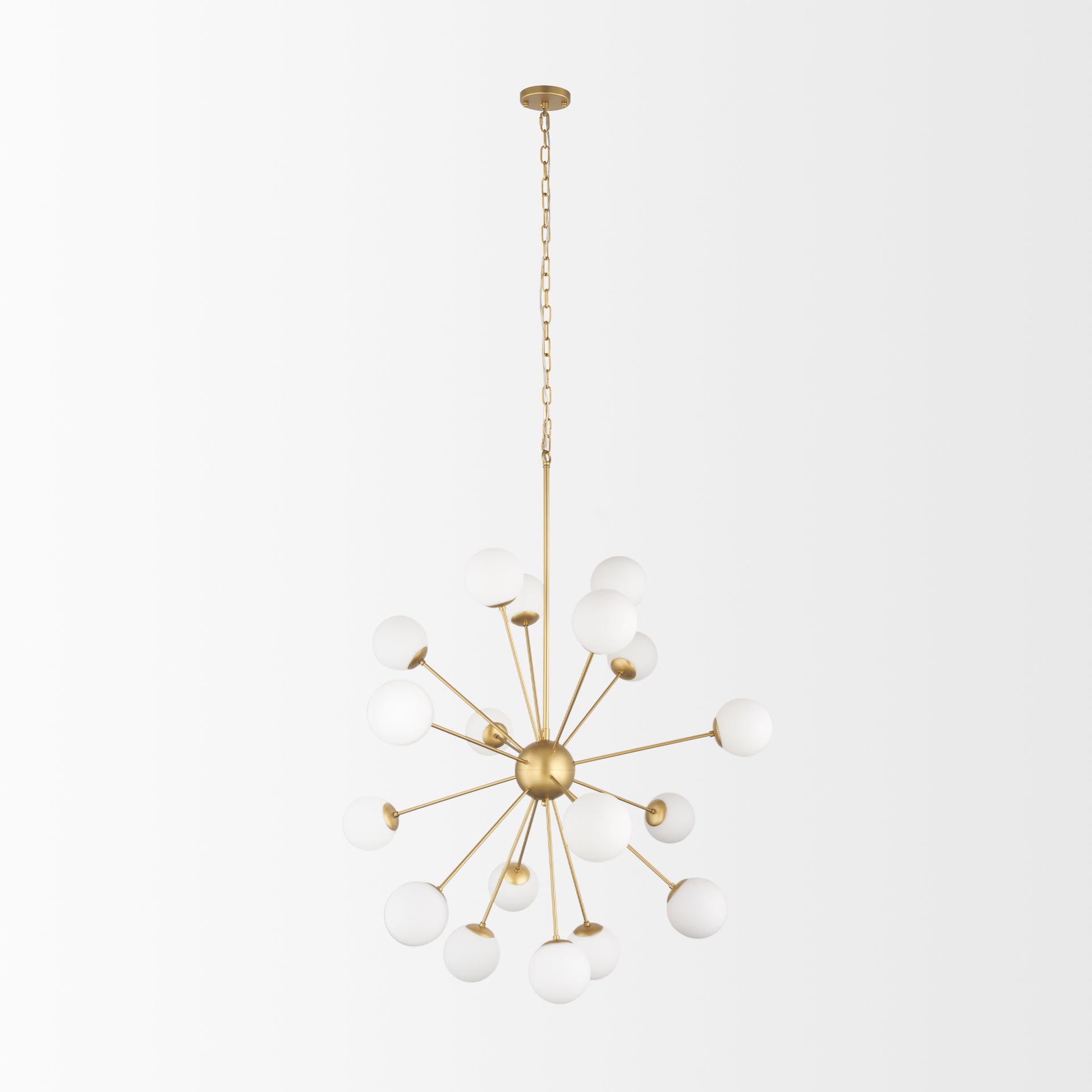 Barbara Brushed Gold Metal with Frosted Glass Globes 18-Light Chandelier