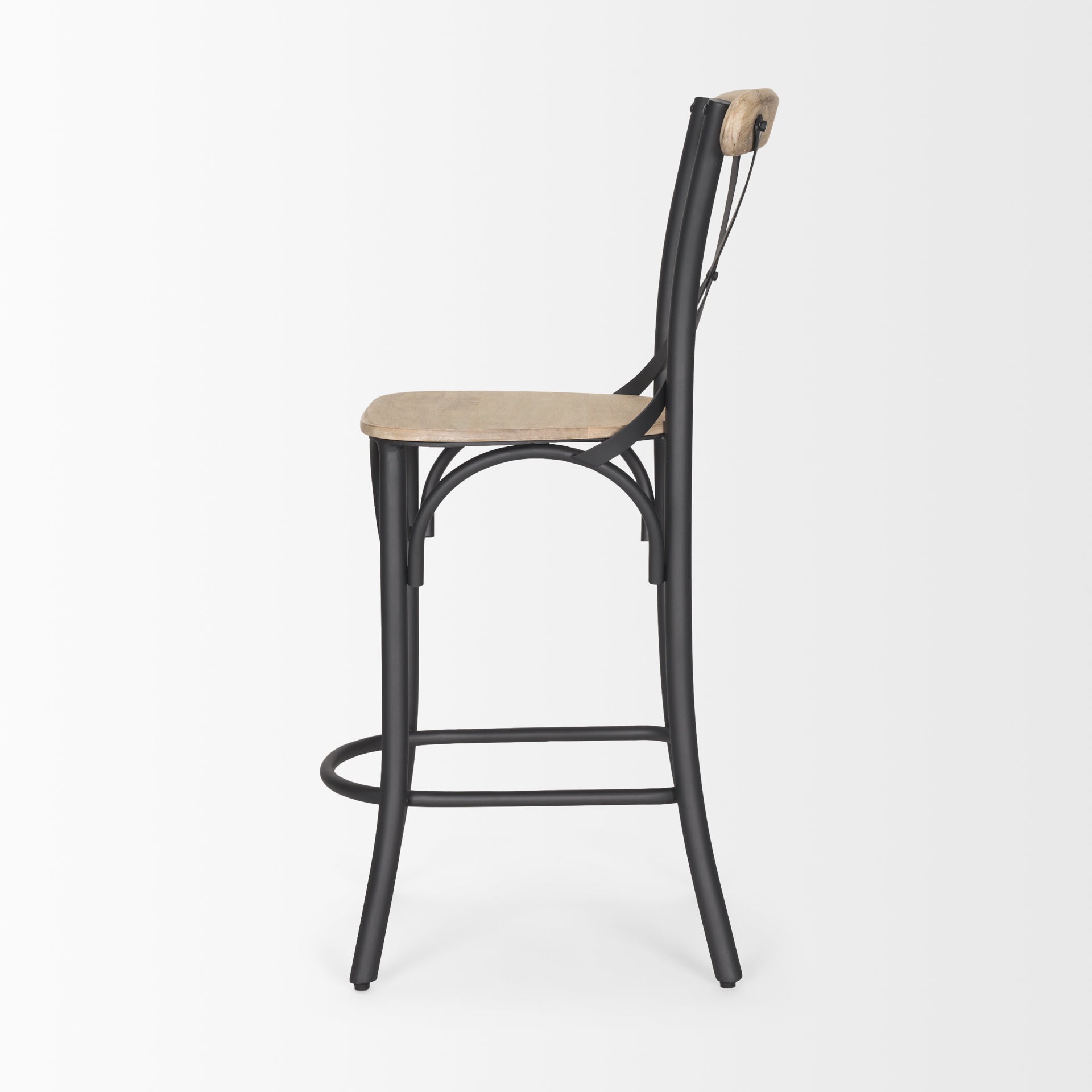 Etienne Light Brown Wood with Iron Metal Counter Stool