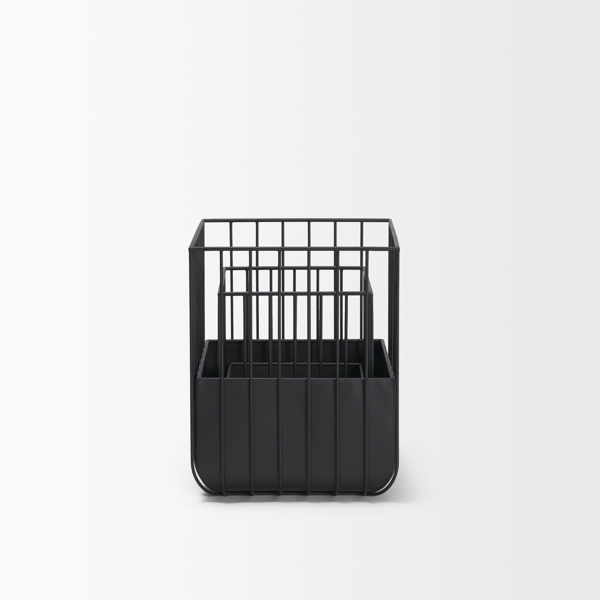 Verna Matte Black Wire Cage Metal Planters - Set of 2