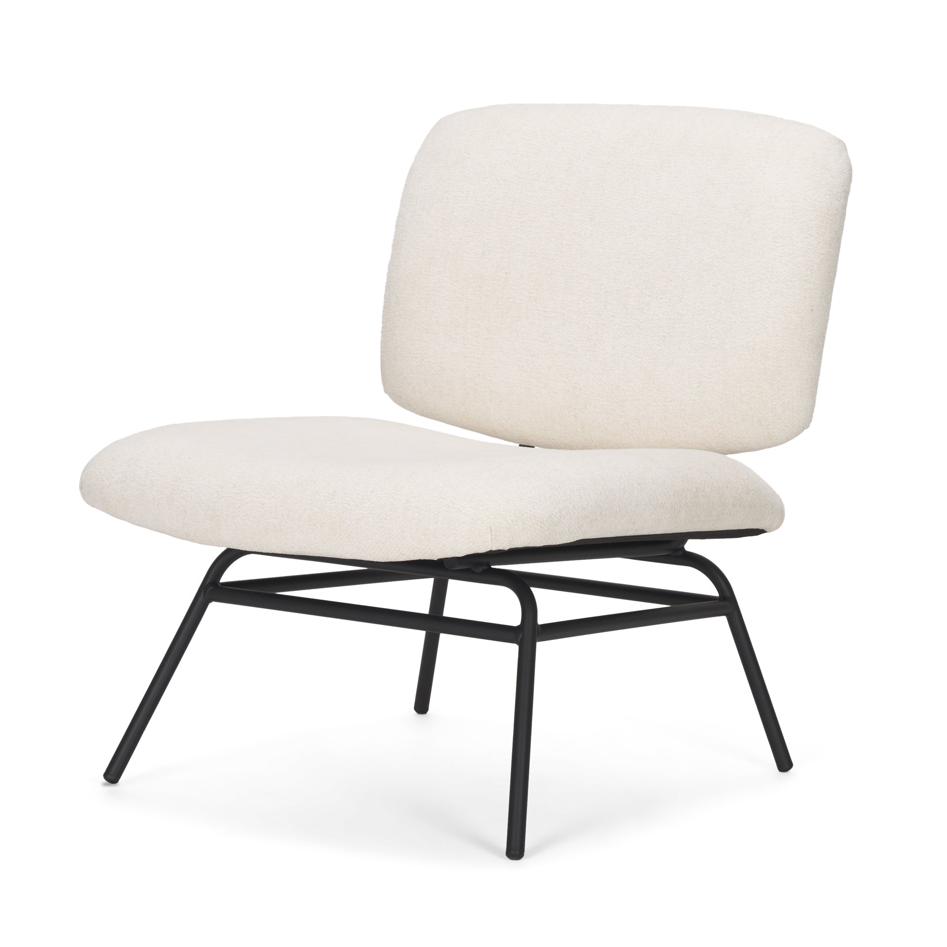 Nora Cream Fabric with Matte Black Metal Legs Accent Chair