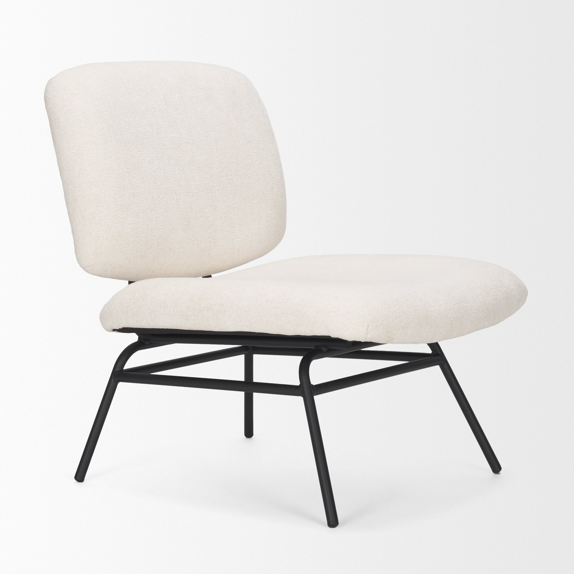 Nora Cream Fabric with Matte Black Metal Legs Accent Chair