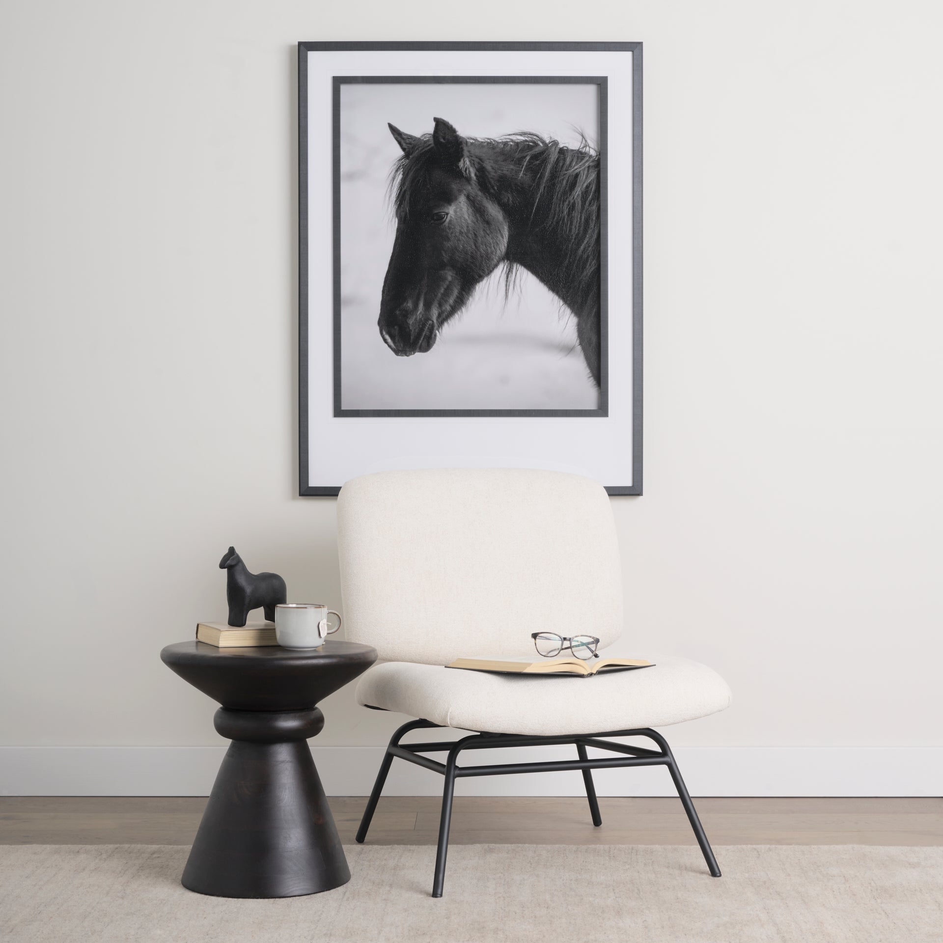 Nora Cream Fabric with Matte Black Metal Legs Accent Chair