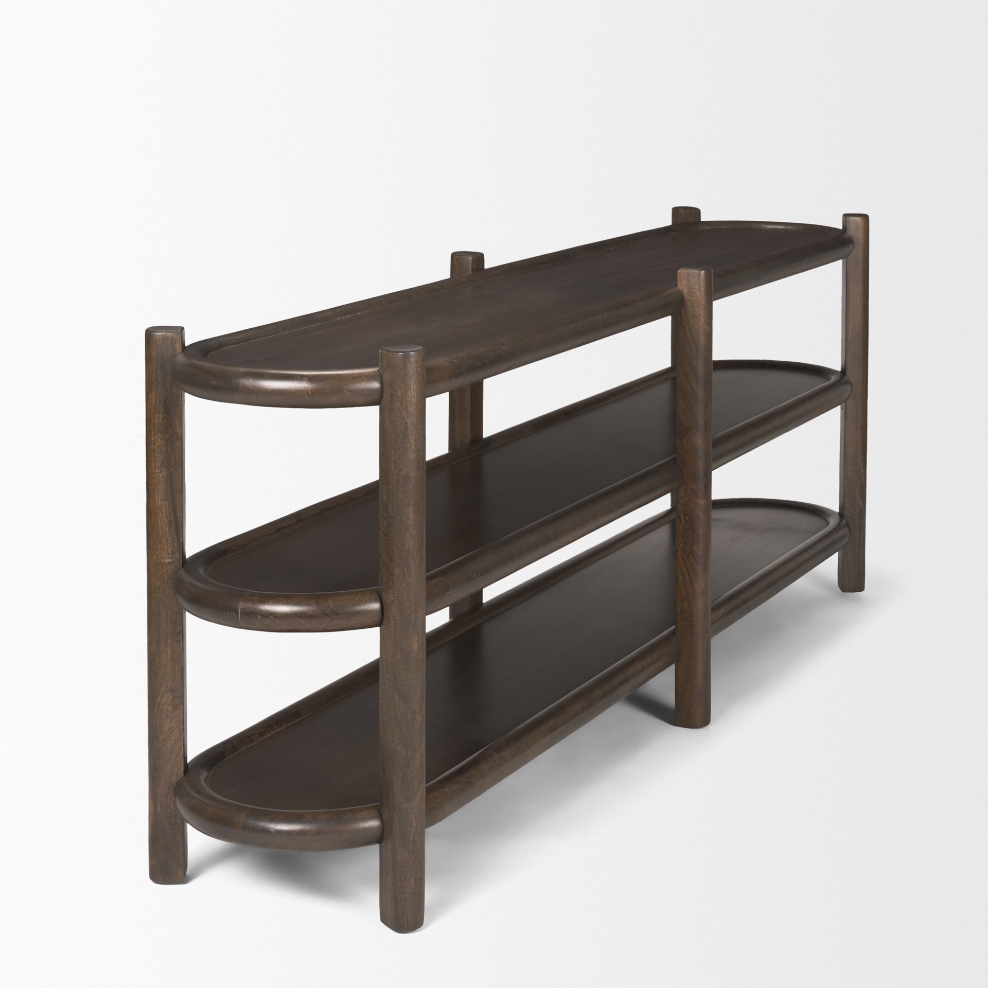 Romi Dark Brown Wood with 3-Shelves Oval Console Table Console Tables Mercana , Black Friday Sale Mercana Furniture Sale, Old Bones Co, Mid Century Furniture Sale, Four Hands Furniture, Black Friday Sale Romi Dark Brown Wood with 3-Shelves Oval Console Table,Gus Sale, Perigold Romi Dark Brown Wood with 3-Shelves Oval Console Table Console Tables Black Friday Sale , Perigold Sale Romi Dark Brown Wood with 3-Shelves Oval Console Table,Romi Dark Brown Wood with 3-Shelves Oval Console Table Lulu and Georgia, Bu