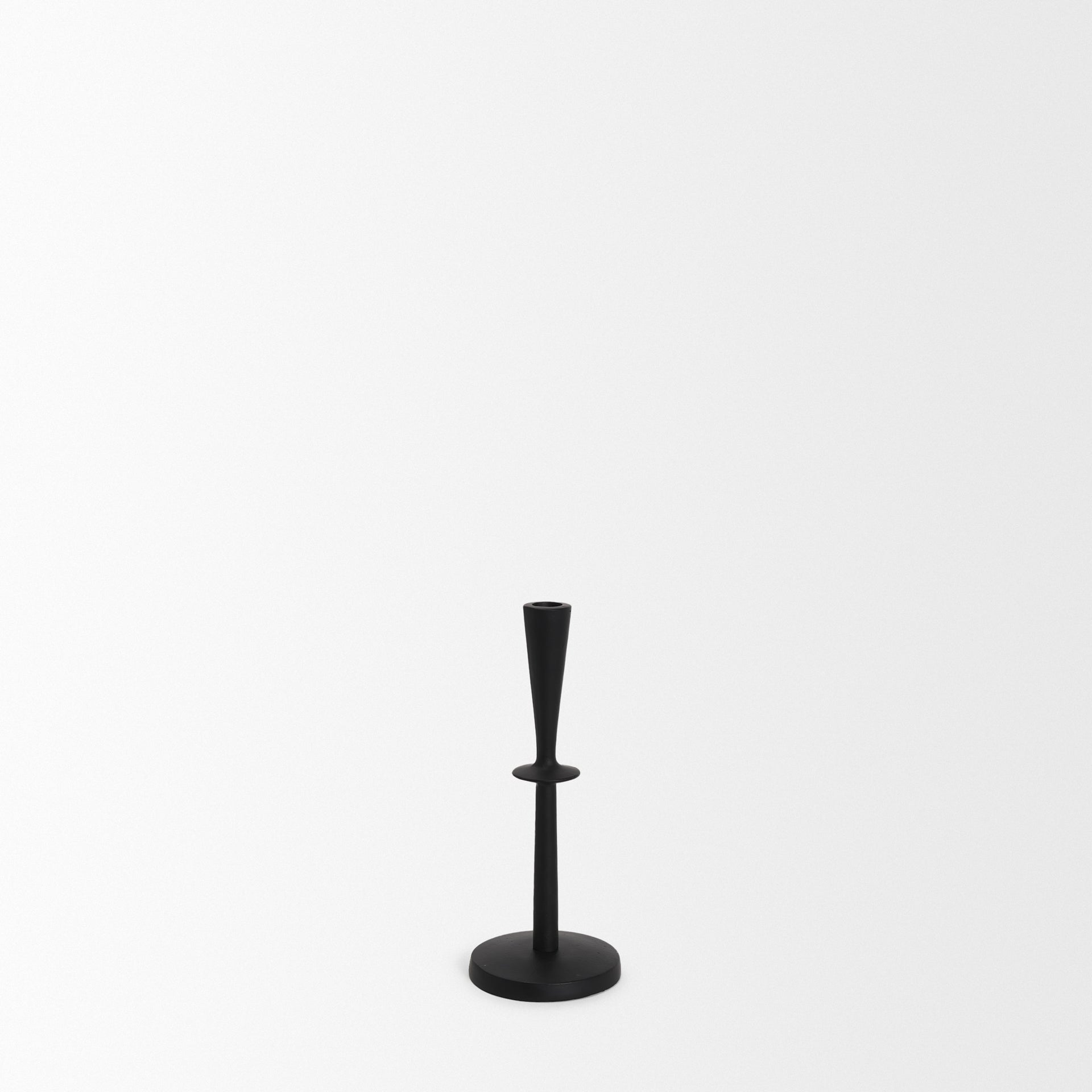 Qwin Matte Black Cast Aluminum Tall Candle Holder - Thumbnail 5