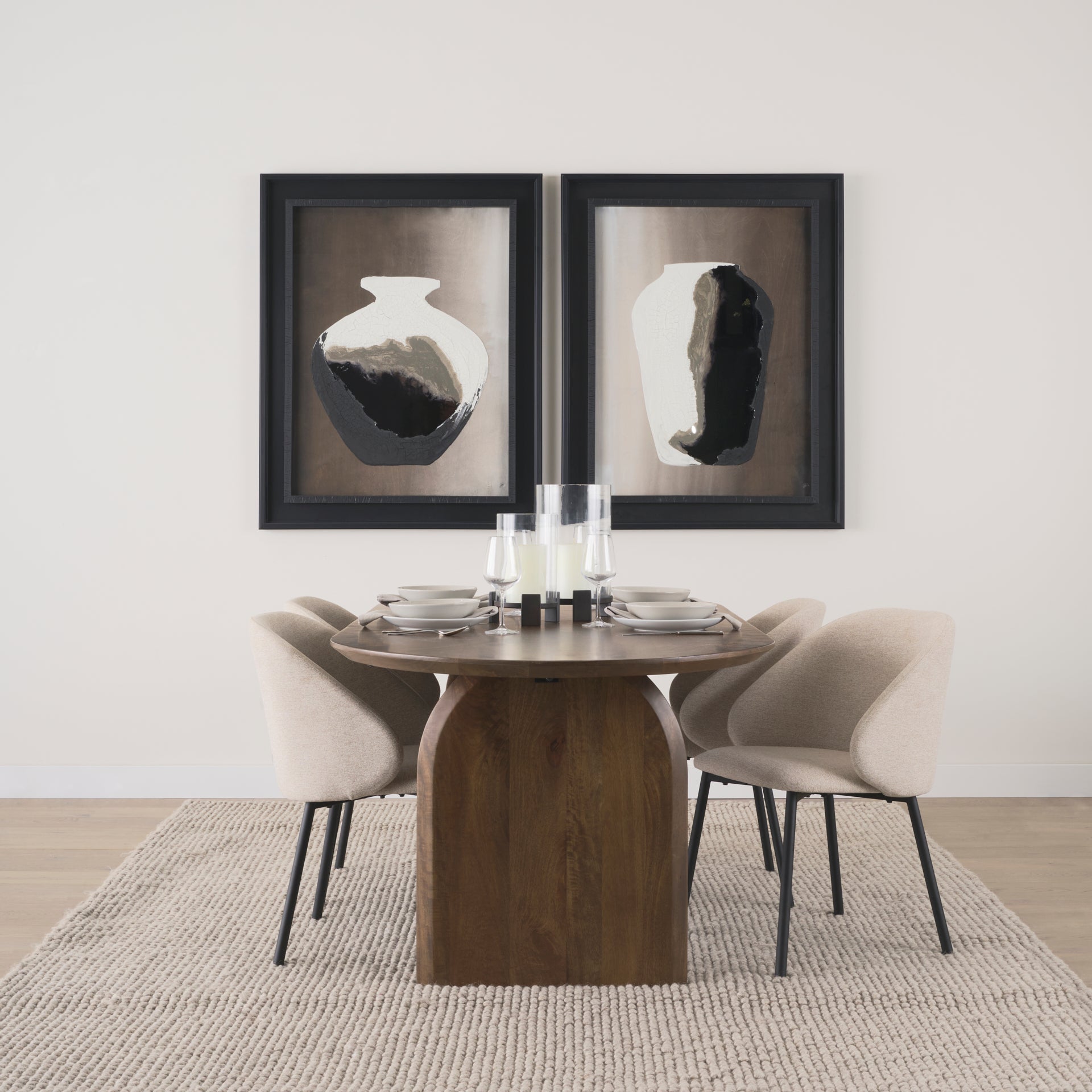 Shannon Oatmeal Fabric & Matte Black Metal Dining Chair