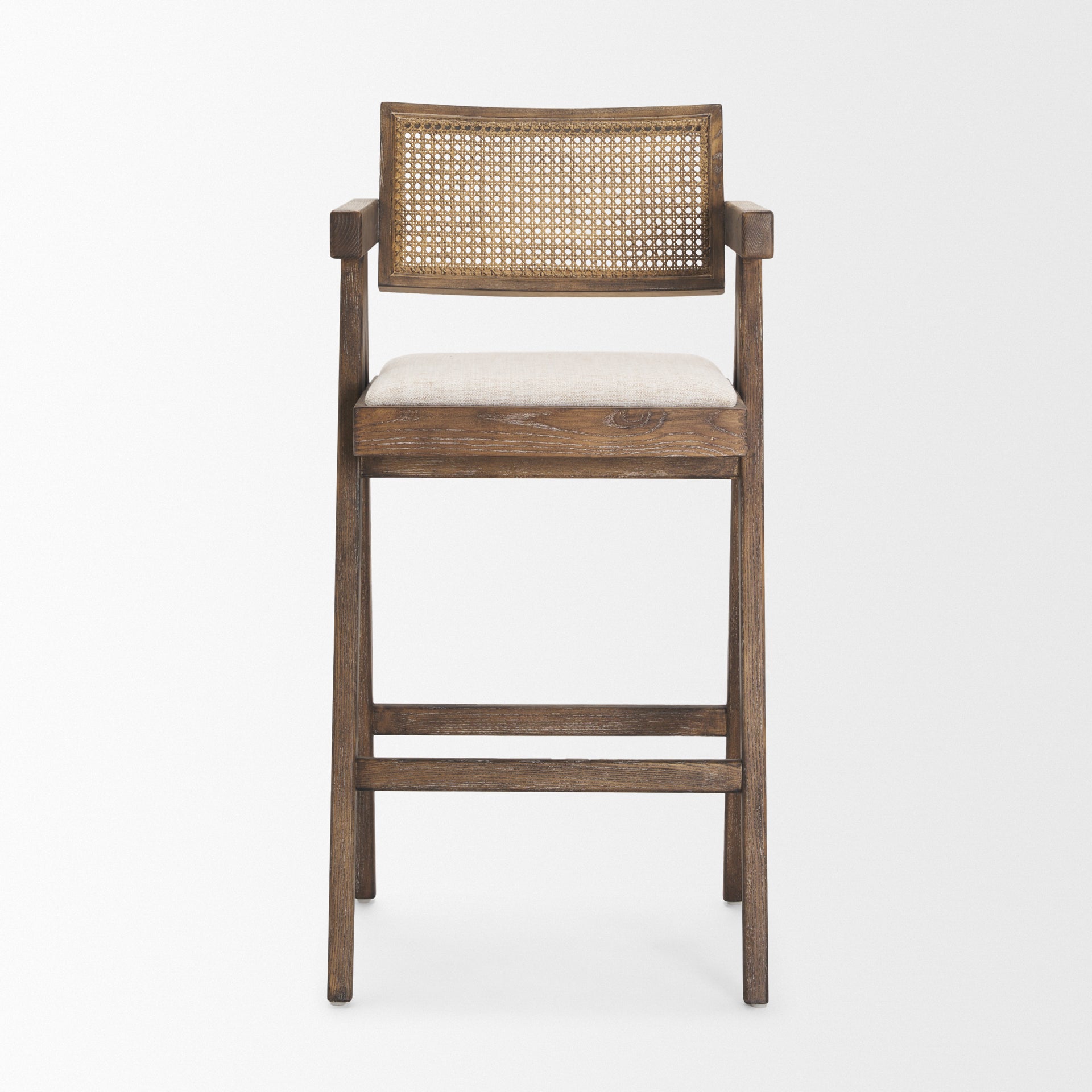 Indie Medium Brown Wood with Cane Bar Stool