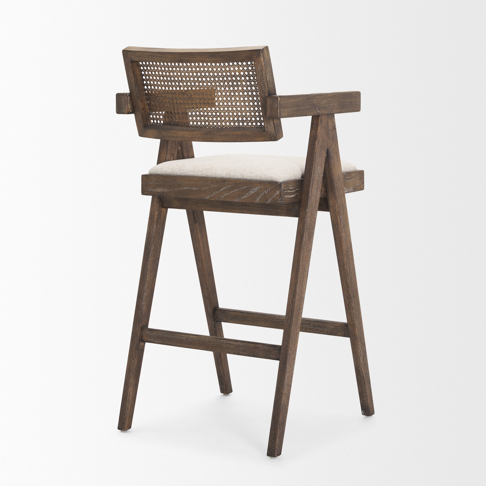 Indie Medium Brown Wood with Cane Bar Stool