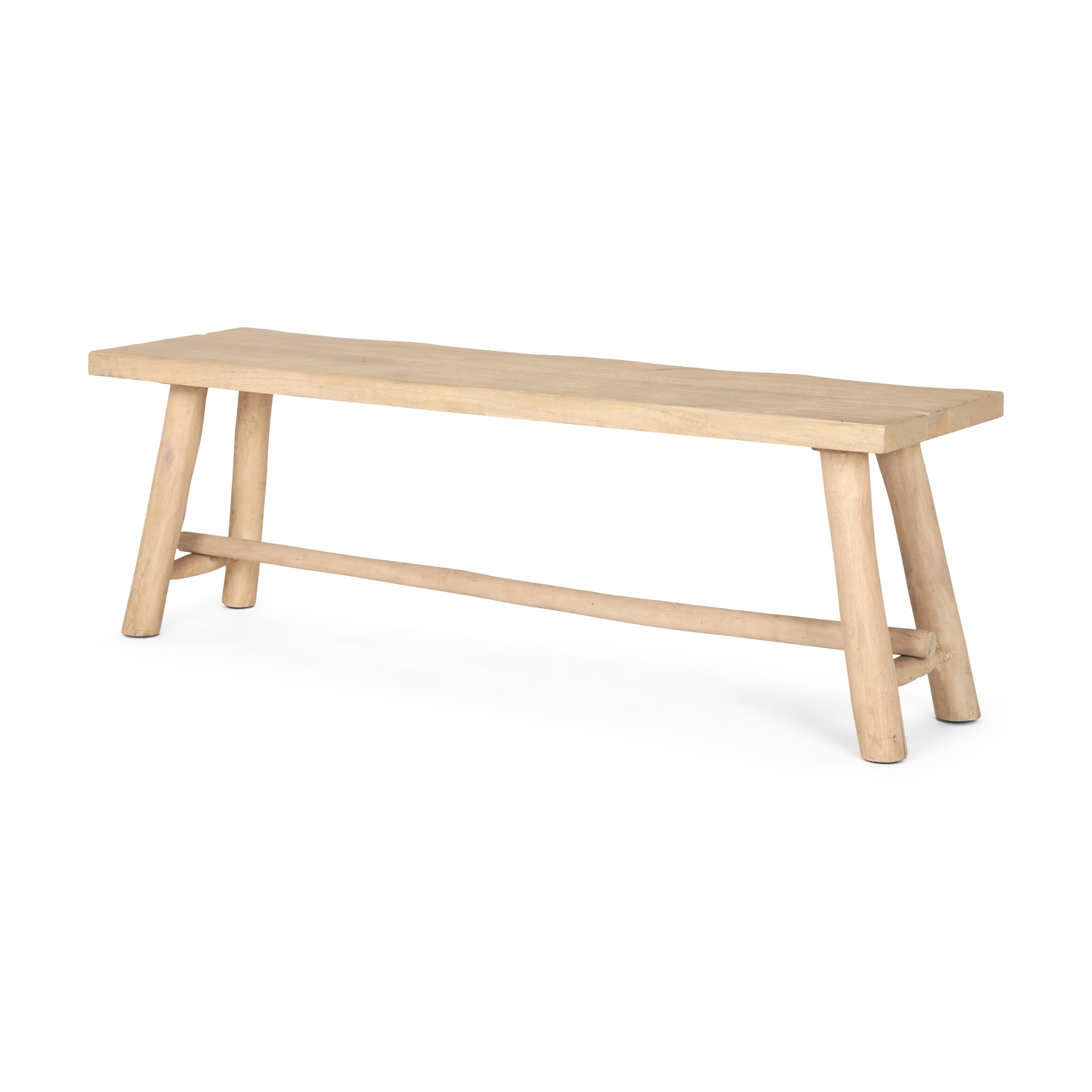 Sekou Light Brown Wooden Craftsman Bench