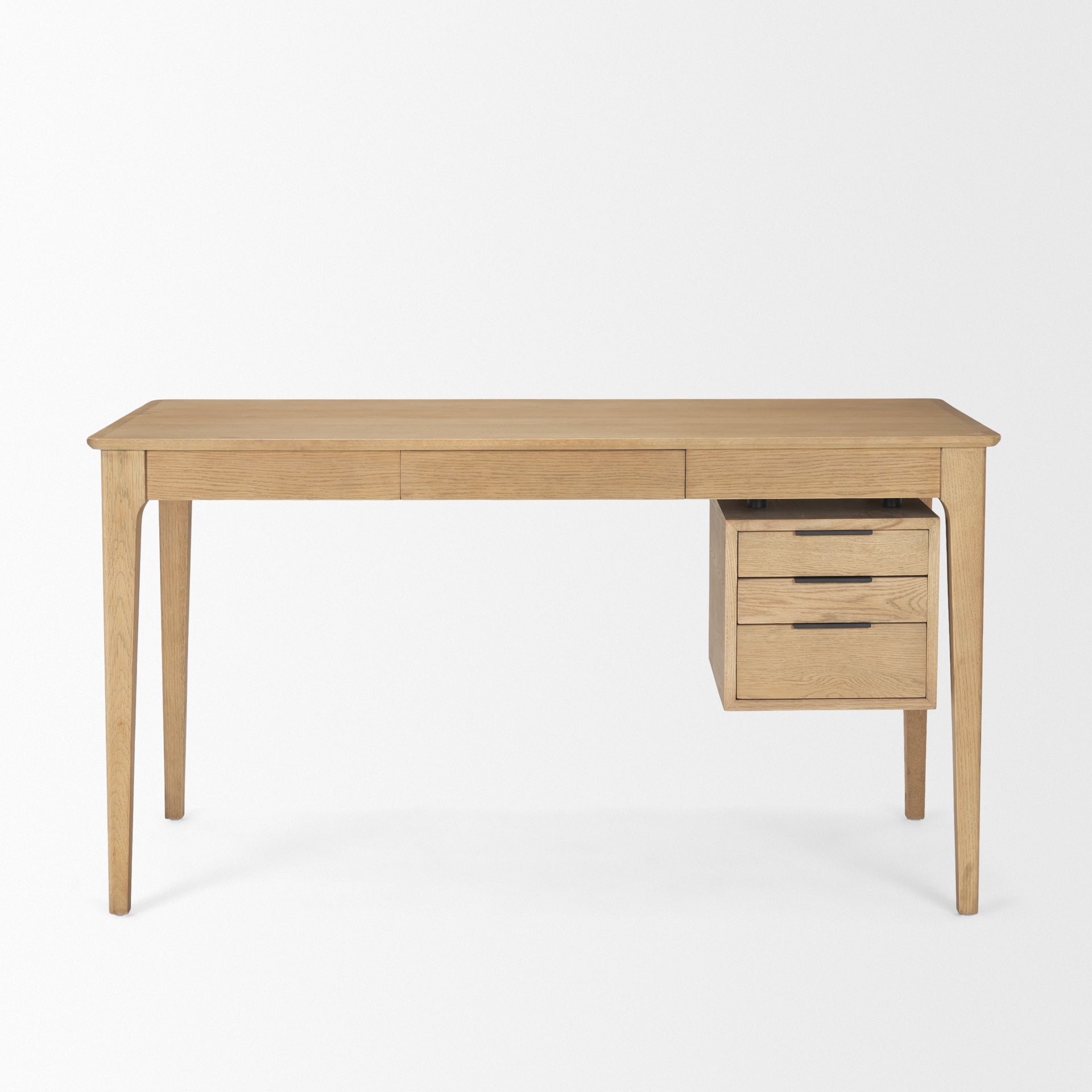 Tino Light Brown Oak Wood with 4 Drawers Desk