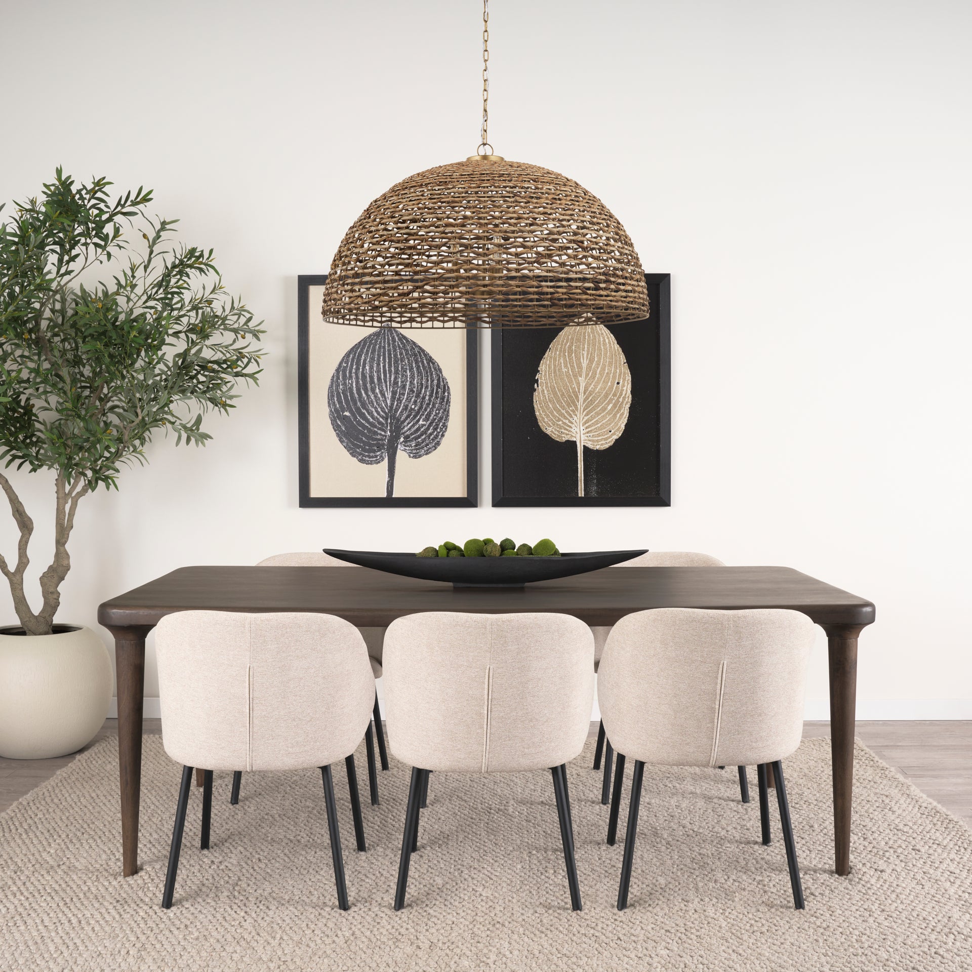 Shannon Oatmeal Fabric & Matte Black Metal Dining Chair