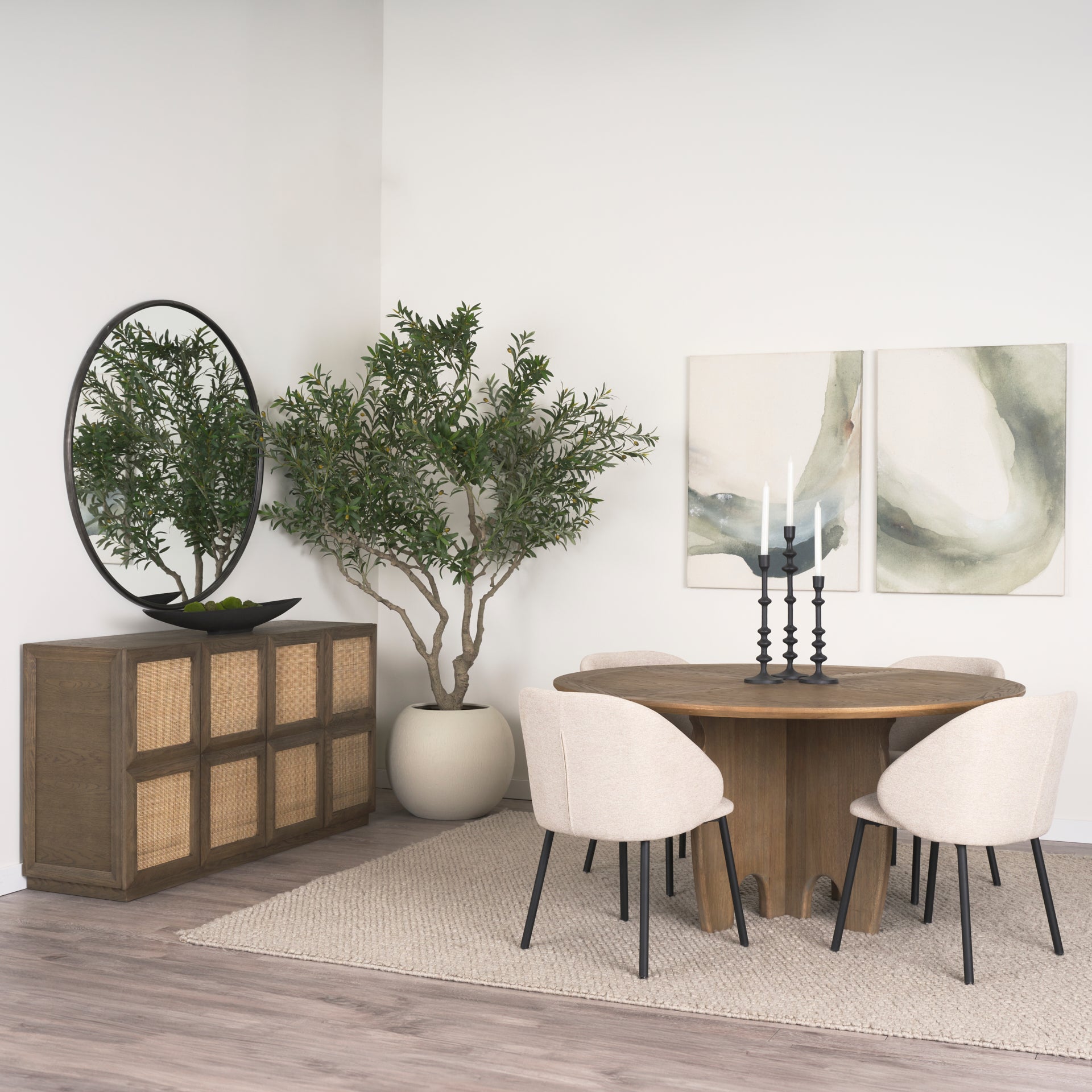 Shannon Oatmeal Fabric & Matte Black Metal Dining Chair
