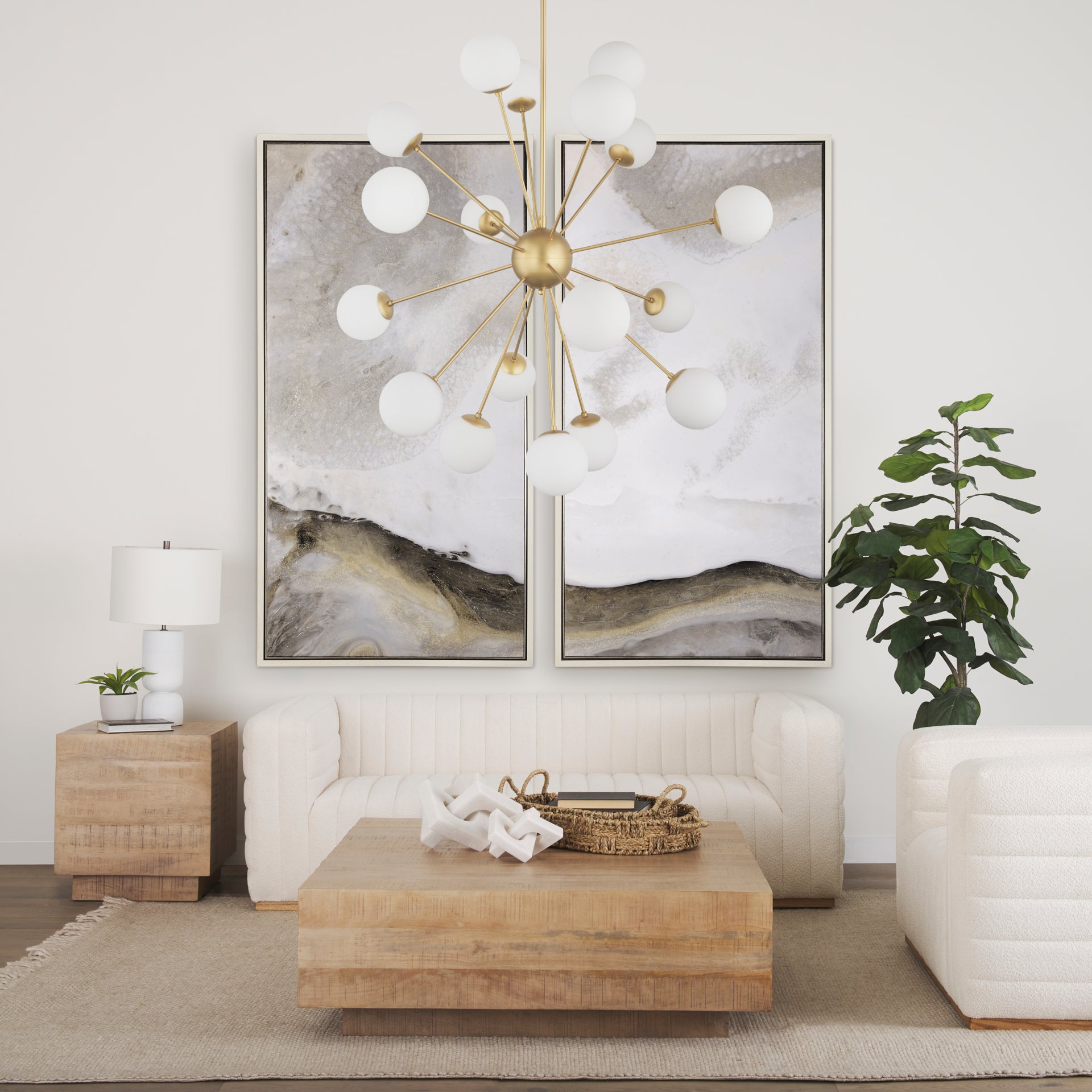 Barbara Brushed Gold Metal with Frosted Glass Globes 18-Light Chandelier