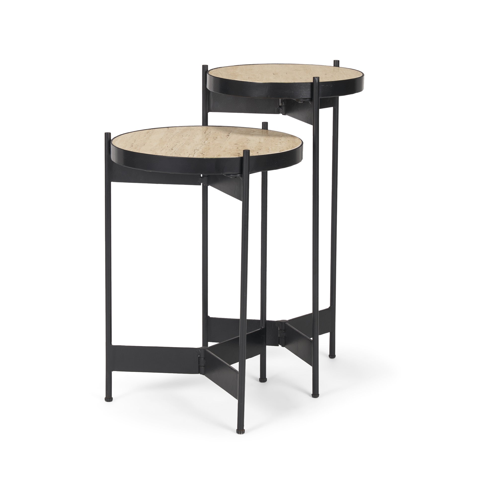 Wade Travertine Marble with Matte Black Metal End Tables Side & End Tables Mercana , Black Friday Sale Mercana Furniture Sale, Old Bones Co, Mid Century Furniture Sale, Four Hands Furniture, Black Friday Sale Wade Travertine Marble with Matte Black Metal End Tables,Gus Sale, Perigold Wade Travertine Marble with Matte Black Metal End Tables Side & End Tables Black Friday Sale , Perigold Sale Wade Travertine Marble with Matte Black Metal End Tables,Wade Travertine Marble with Matte Black Metal End Tables Lulu