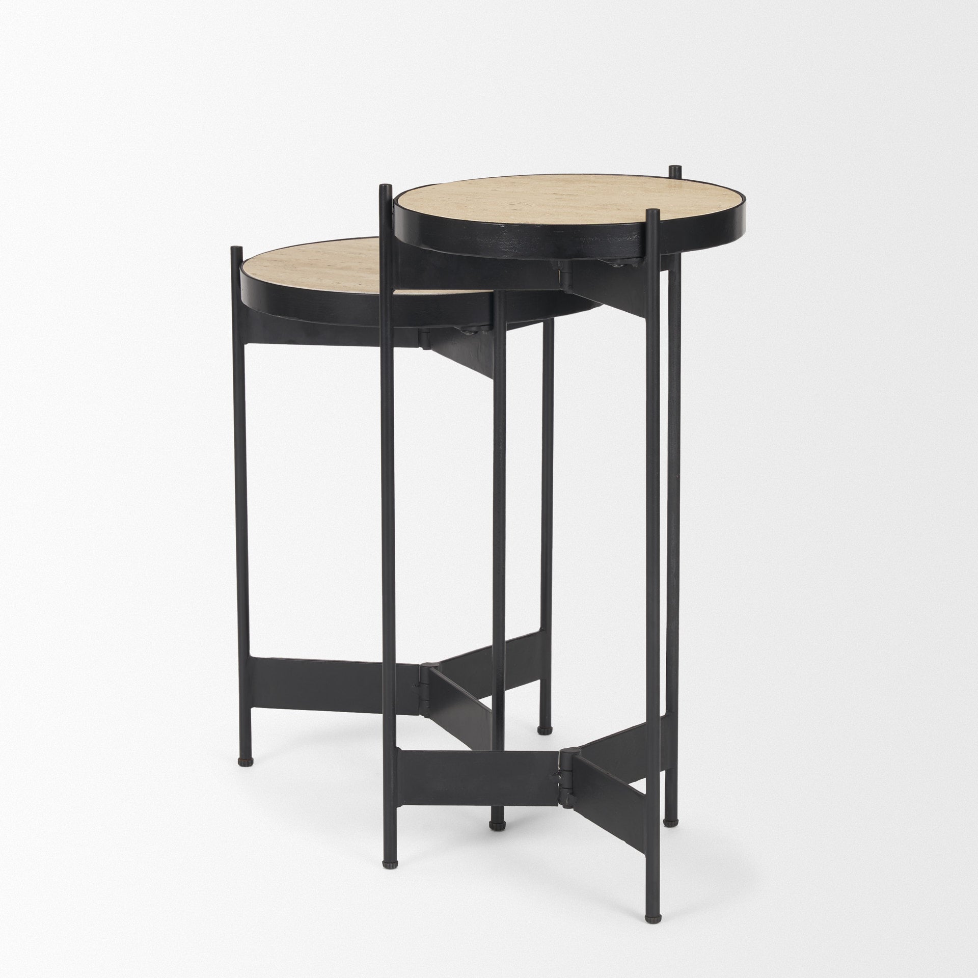 Wade Travertine Marble with Matte Black Metal End Tables Side & End Tables Mercana , Black Friday Sale Mercana Furniture Sale, Old Bones Co, Mid Century Furniture Sale, Four Hands Furniture, Black Friday Sale Wade Travertine Marble with Matte Black Metal End Tables,Gus Sale, Perigold Wade Travertine Marble with Matte Black Metal End Tables Side & End Tables Black Friday Sale , Perigold Sale Wade Travertine Marble with Matte Black Metal End Tables,Wade Travertine Marble with Matte Black Metal End Tables Lulu