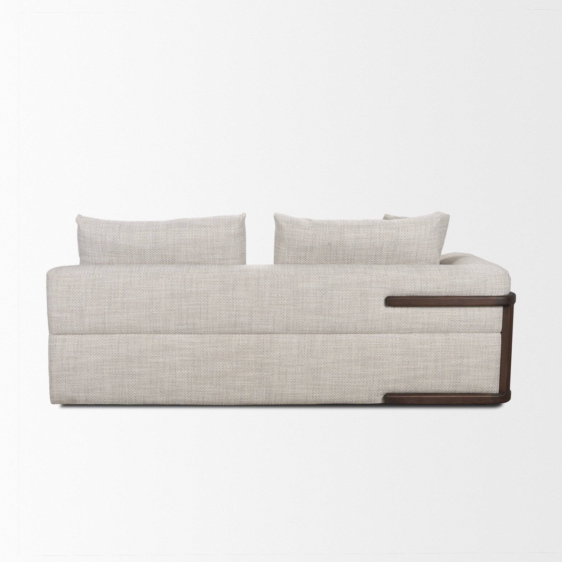 Warner Left Arm 3 Seater Gray Performance Fabric with Ash Wood Sofa