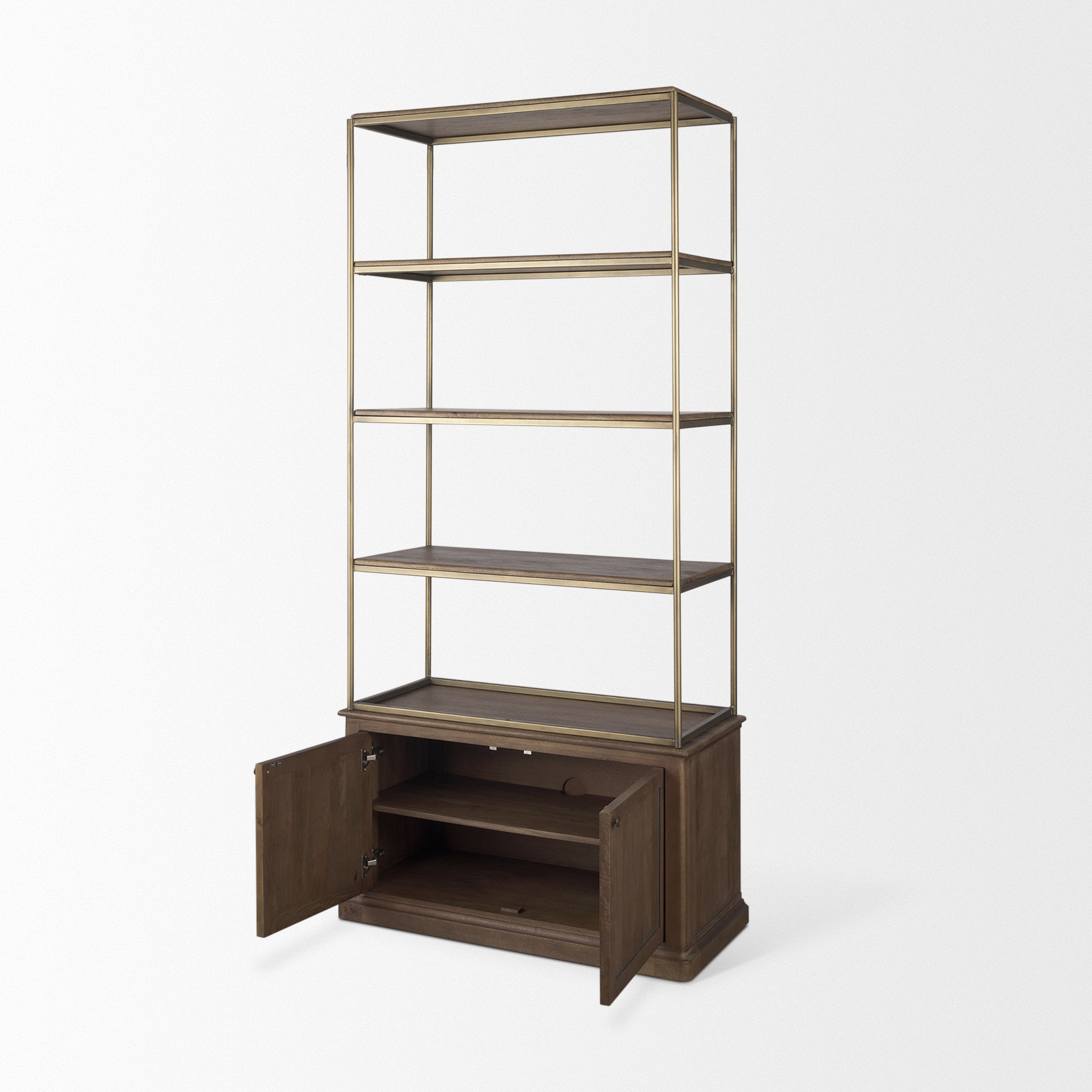 Braxton Dark Brown Wood with Antiqued Aged Brass Metal 3-Tiers 2-Door Shelving Unit Bookcases & Shelves Mercana , Black Friday Sale Mercana Furniture Sale, Old Bones Co, Mid Century Furniture Sale, Four Hands Furniture, Black Friday Sale Braxton Dark Brown Wood with Antiqued Aged Brass Metal 3-Tiers 2-Door Shelving Unit,Gus Sale, Perigold Braxton Dark Brown Wood with Antiqued Aged Brass Metal 3-Tiers 2-Door Shelving Unit Bookcases & Shelves Black Friday Sale , Perigold Sale Braxton Dark Brown Wood with Anti