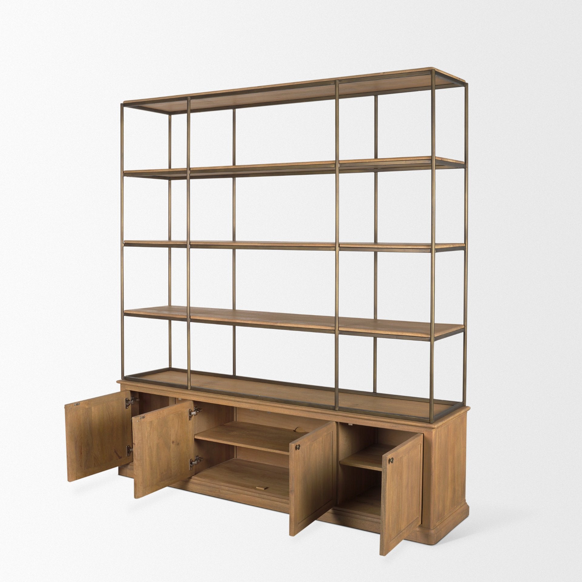 Braxton Light Brown Wood with Antiqued Brass Metal 3-Tiers 2-Door Shelving Unit Bookcases & Shelves Mercana , Black Friday Sale Mercana Furniture Sale, Old Bones Co, Mid Century Furniture Sale, Four Hands Furniture, Black Friday Sale Braxton Light Brown Wood with Antiqued Brass Metal 3-Tiers 2-Door Shelving Unit,Gus Sale, Perigold Braxton Light Brown Wood with Antiqued Brass Metal 3-Tiers 2-Door Shelving Unit Bookcases & Shelves Black Friday Sale , Perigold Sale Braxton Light Brown Wood with Antiqued Brass 