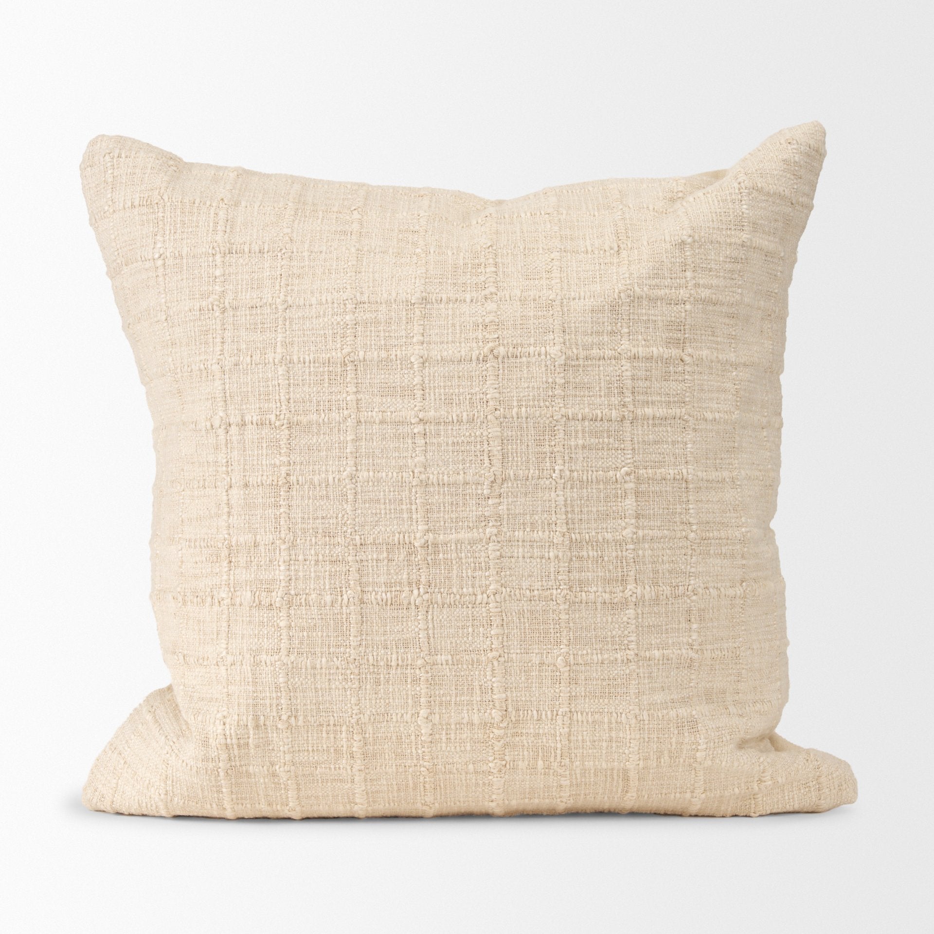Jacory Cream Checker Textured Decorative Square Pillow Cover
