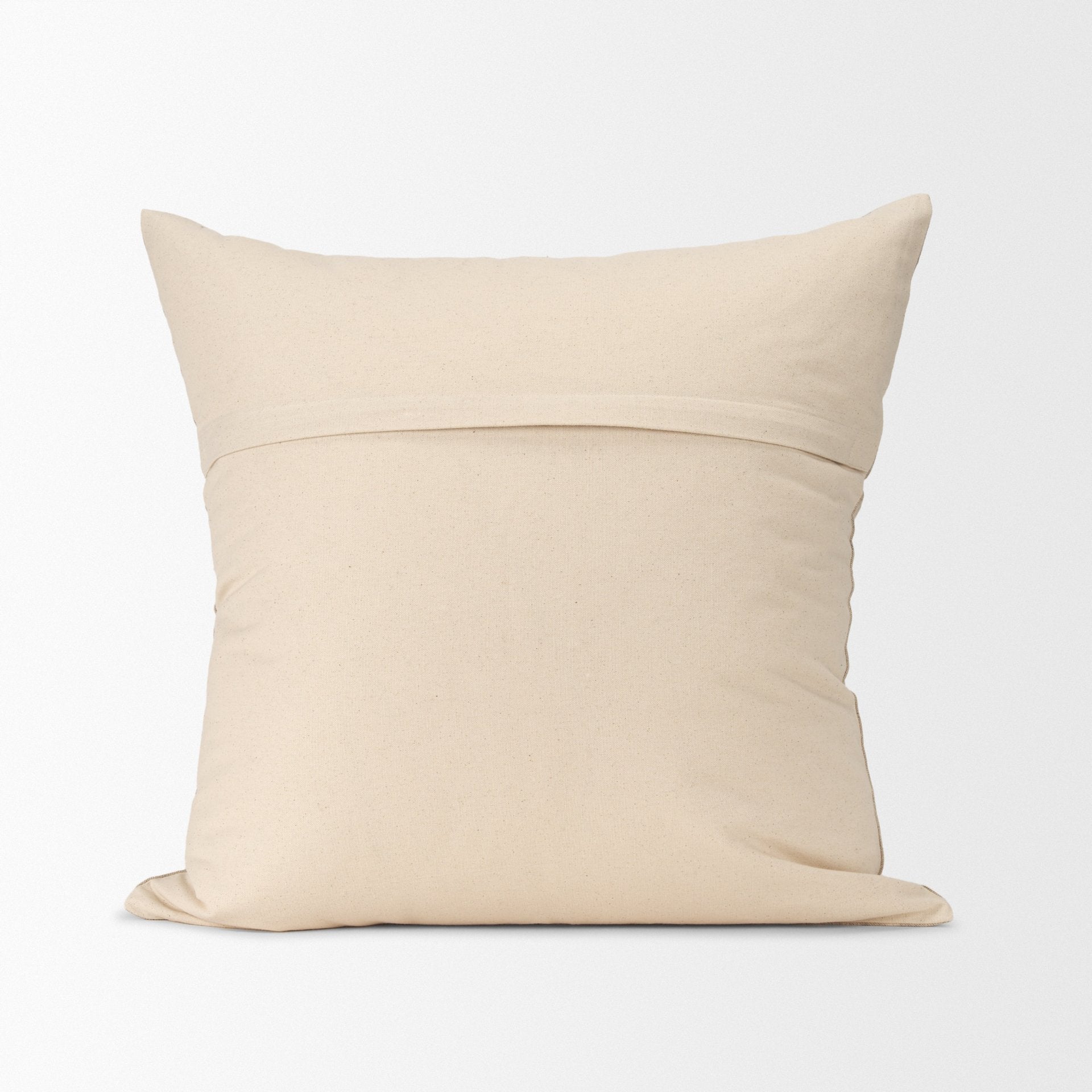 Jensen Beige and Gray Plaid Cotton-Linen Decorative Square Pillow Cover