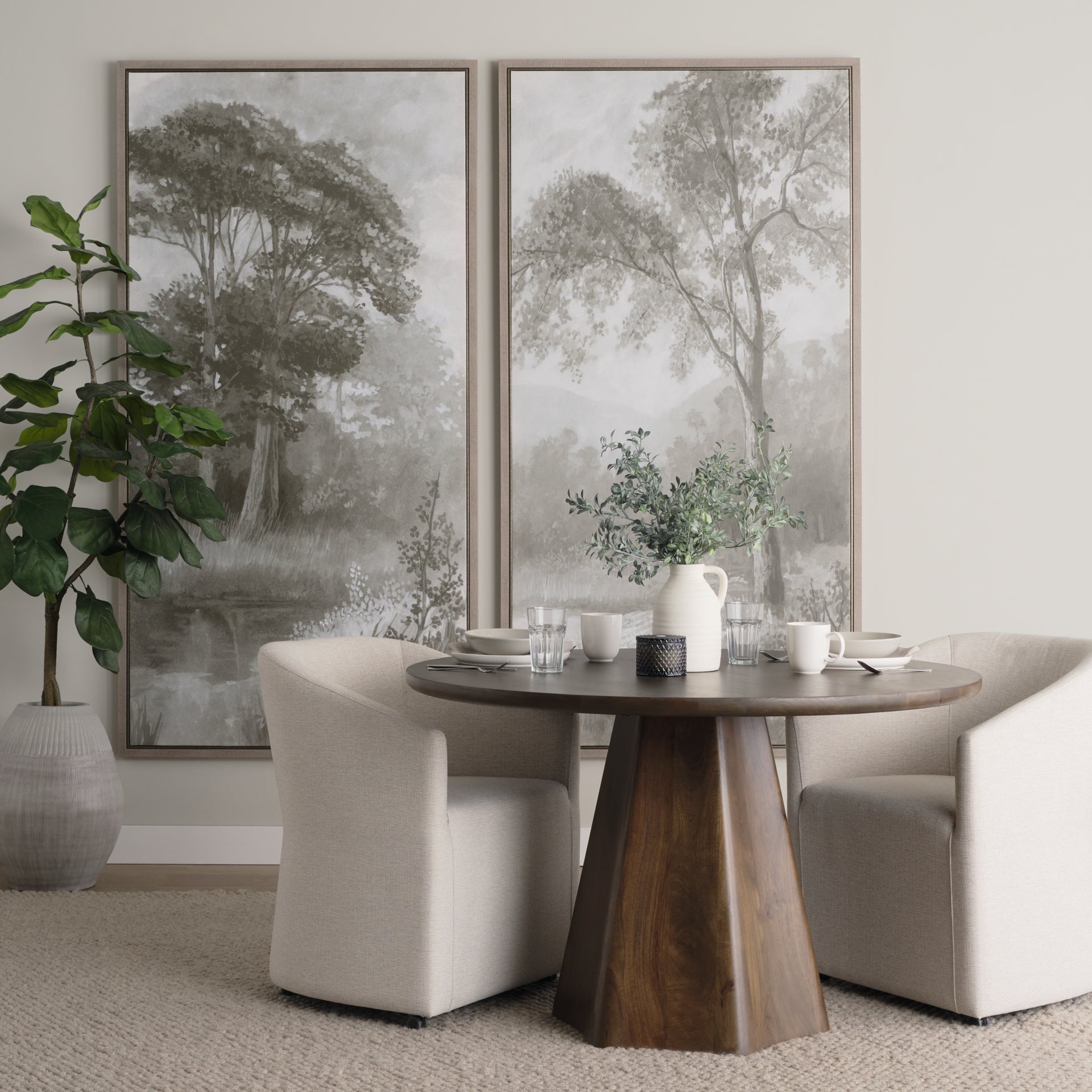 Jovani Solid Mango Wood Round Dining Table
