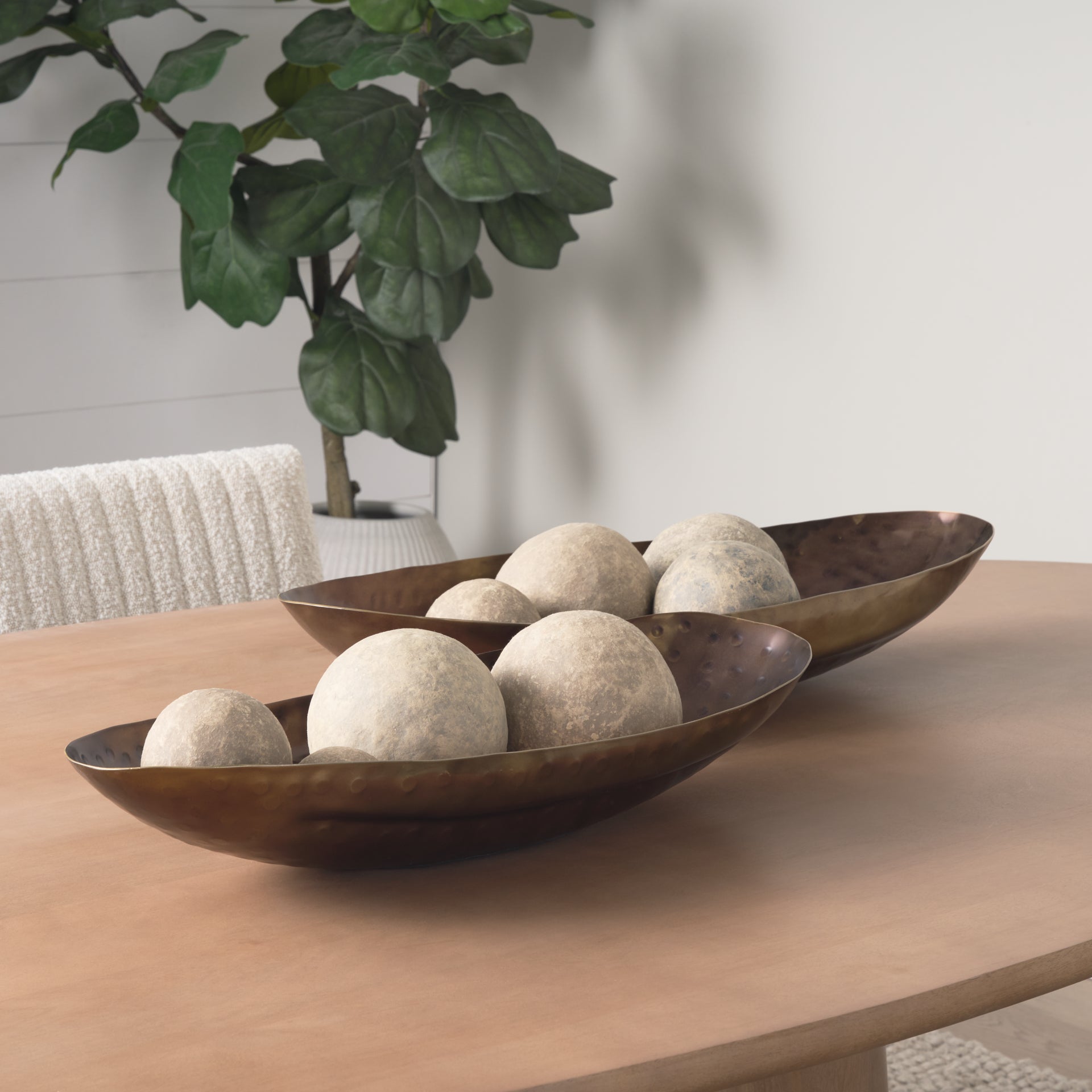 Karmen Gold Hammered Oversized Bowls - Set of 2