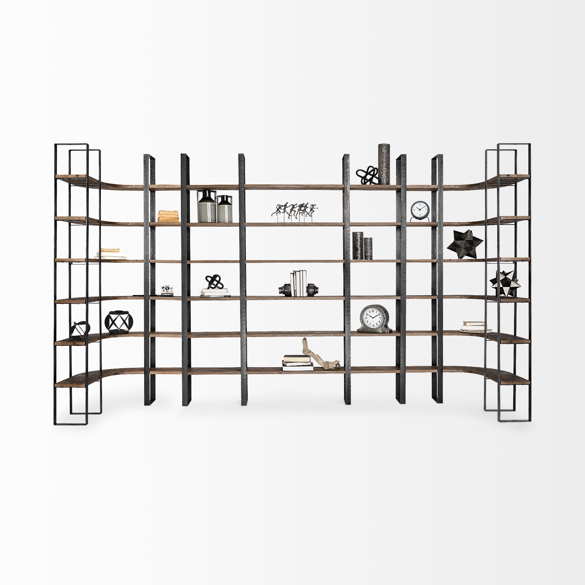 Turner II Curved Dark Brown Wood And Black Iron 6-Shelving Unit Bookcases & Shelves Mercana , Black Friday Sale Mercana Furniture Sale, Old Bones Co, Mid Century Furniture Sale, Four Hands Furniture, Black Friday Sale Turner II Curved Dark Brown Wood And Black Iron 6-Shelving Unit,Gus Sale, Perigold Turner II Curved Dark Brown Wood And Black Iron 6-Shelving Unit Bookcases & Shelves Black Friday Sale , Perigold Sale Turner II Curved Dark Brown Wood And Black Iron 6-Shelving Unit,Turner II Curved Dark Brown W